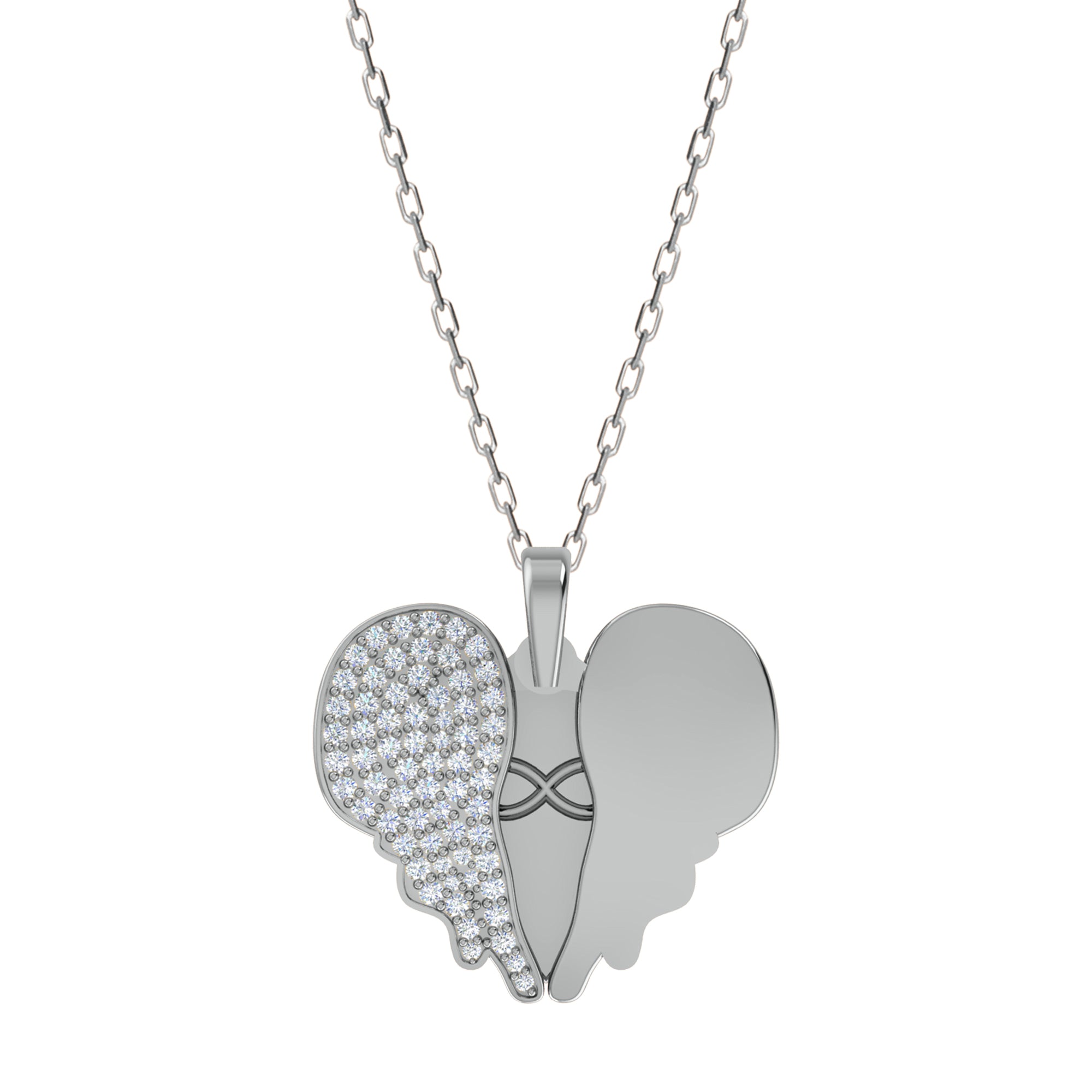 RKC 0.61Ct Moissanite Wing Heart Pendant 925 Silver Jewelry 14K Rose Gold Plated Wt 6gm Height 23.50mm