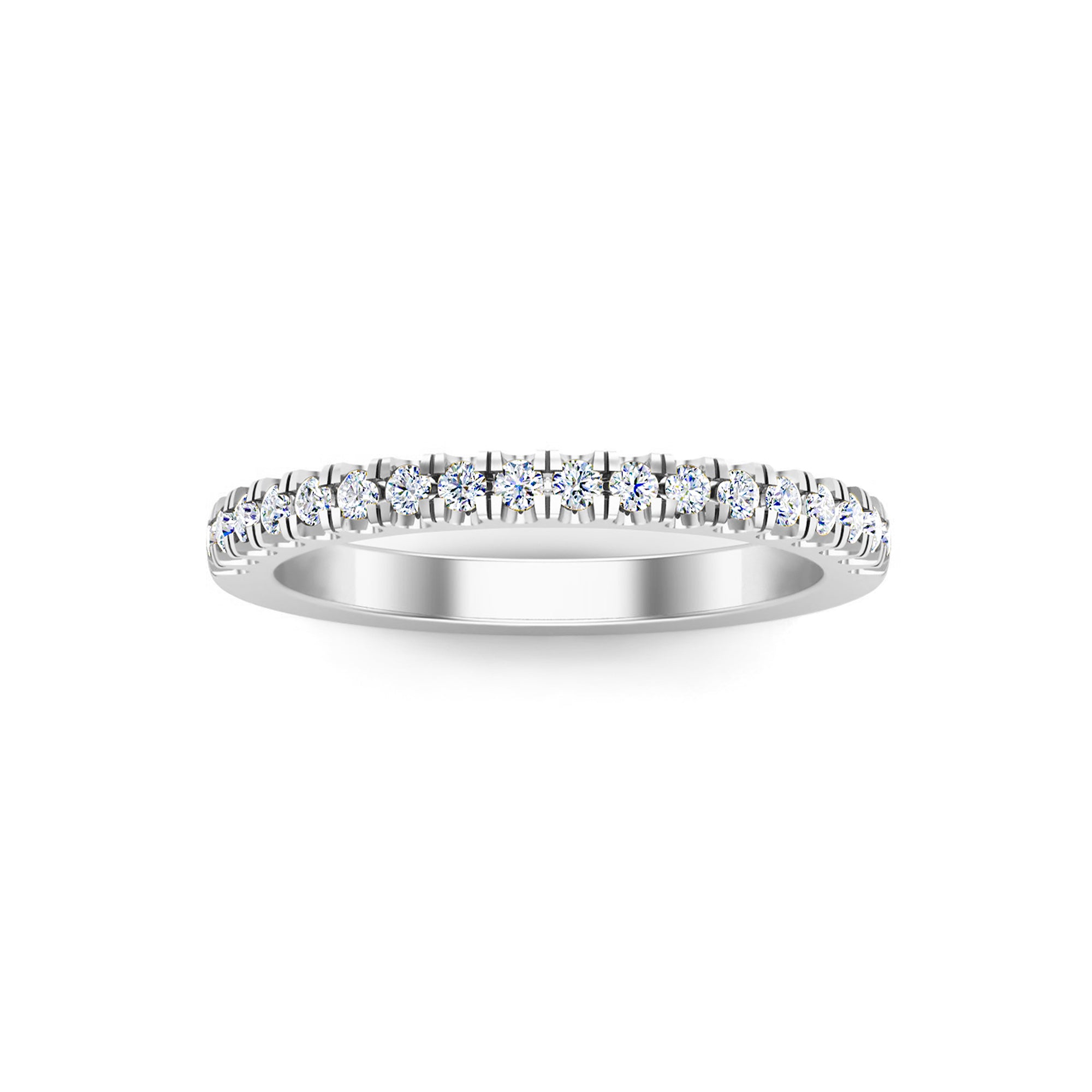 Пярсцёнак RKC Moissanite з круглым выразам Half Eternity Band, срэбра 925 пробы