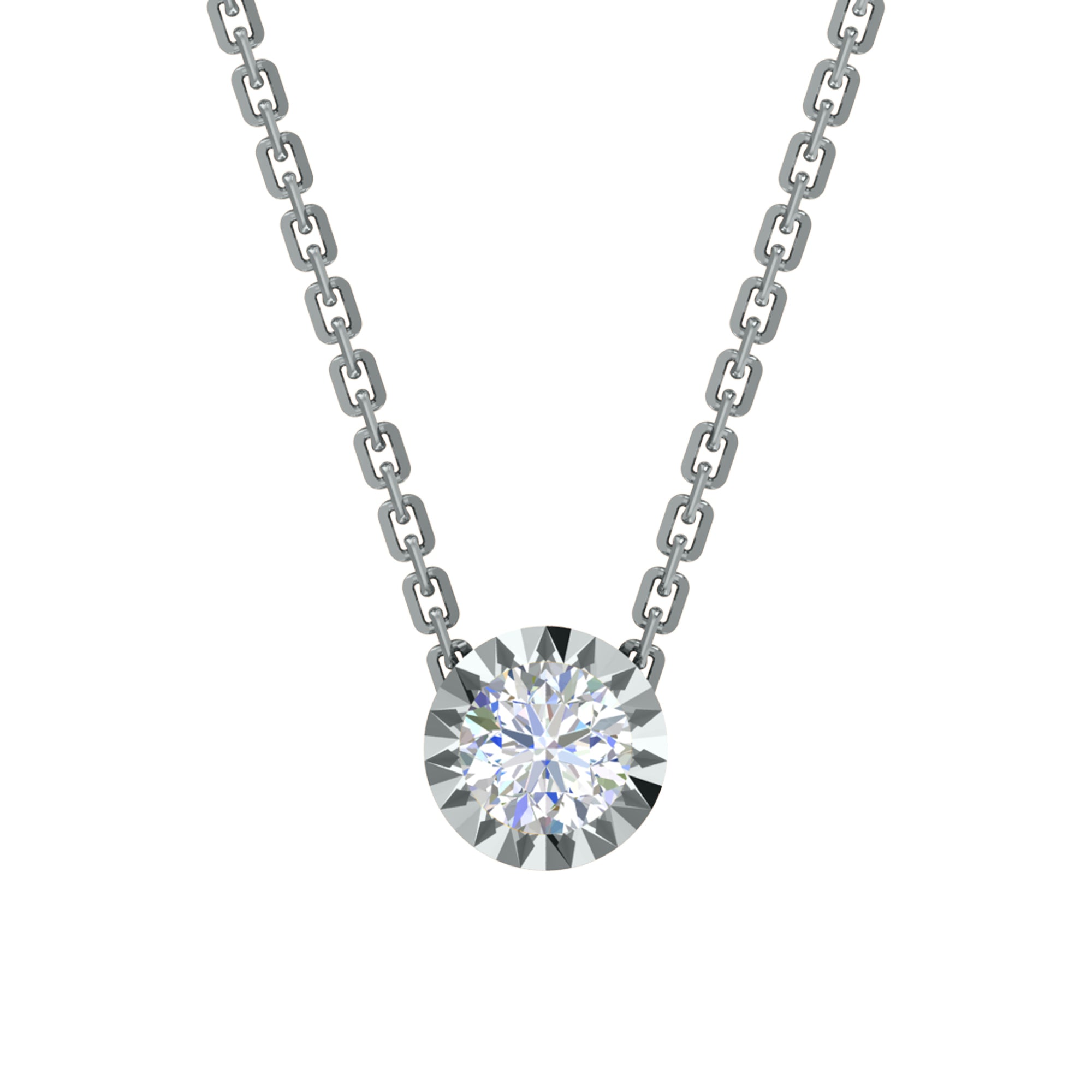 RKC 0.50Ct मॉइसॅनाइट सॉलिटेअर पेंडंट 925 चांदीचे दागिने 14K व्हाइट गोल्ड प्लेटेड Wt 2.60 gm