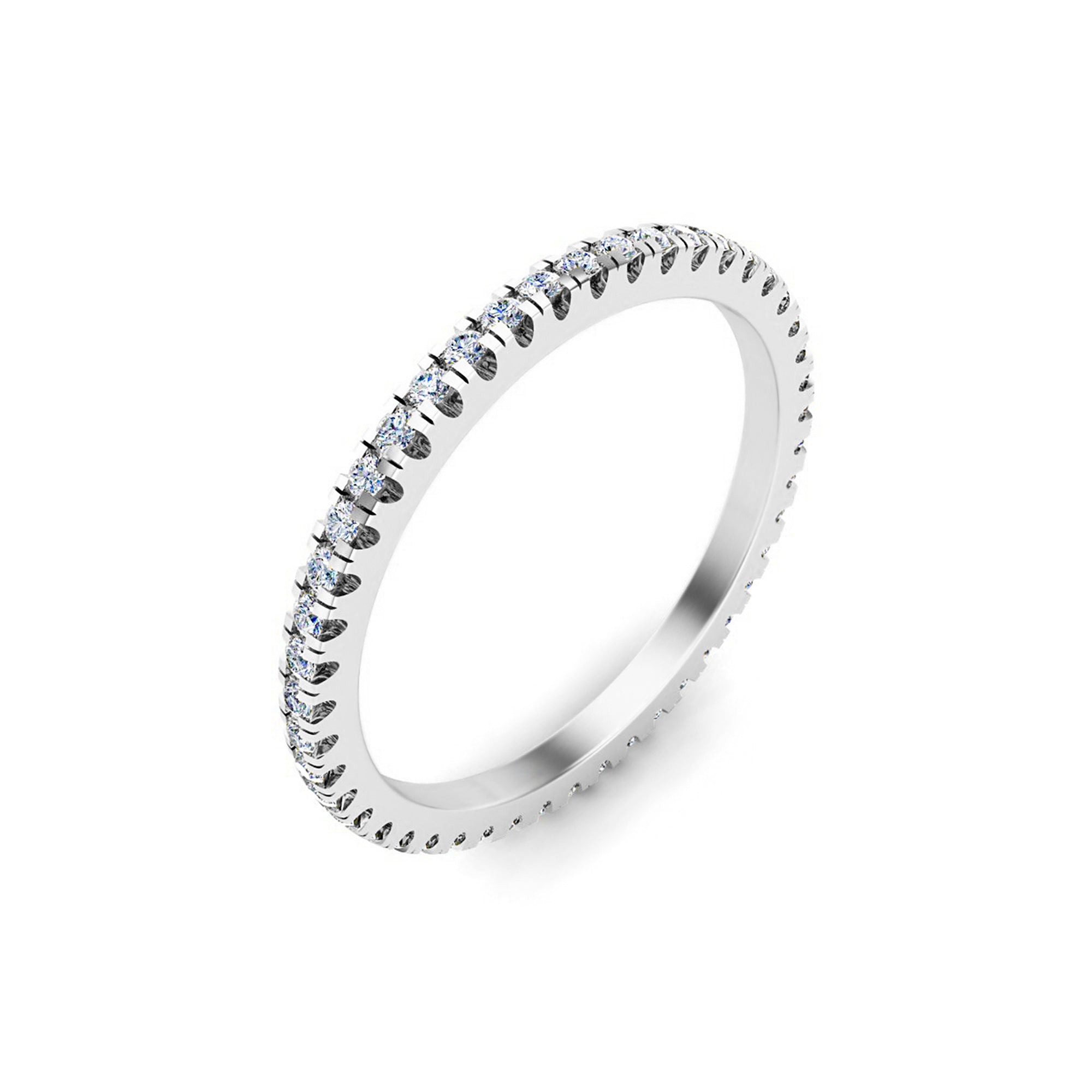 RKC Moissanite Women's Eternity Band Engagement Ring 14K Rose Gold Plated 925 Sterling Silver Wt 1.20 Gm Width 1.60 MM