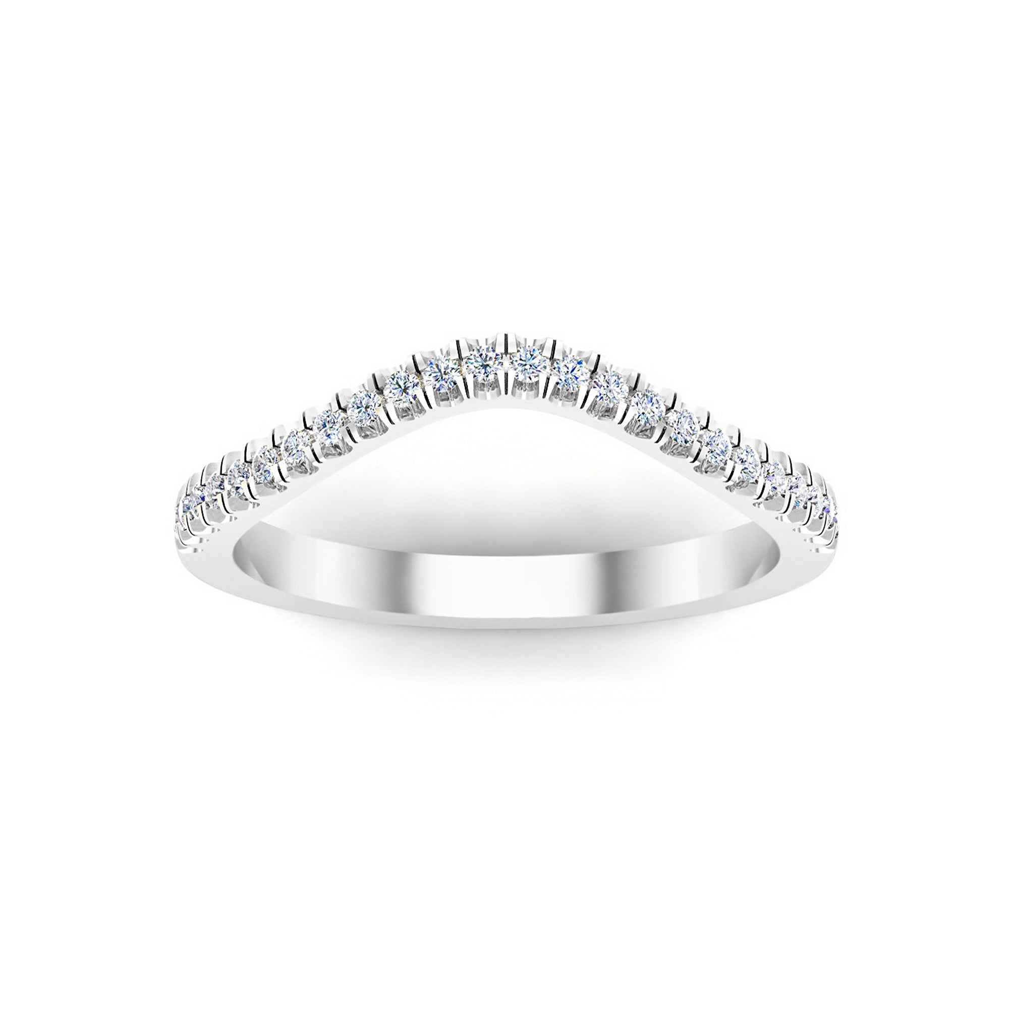 RKC Moissanit gebogener Damen-Hochzeitsring, 925er-Sterlingsilber, 14 Karat Gelbgold vergoldet, Gewicht 1,20 g, Breite 1,70 mm