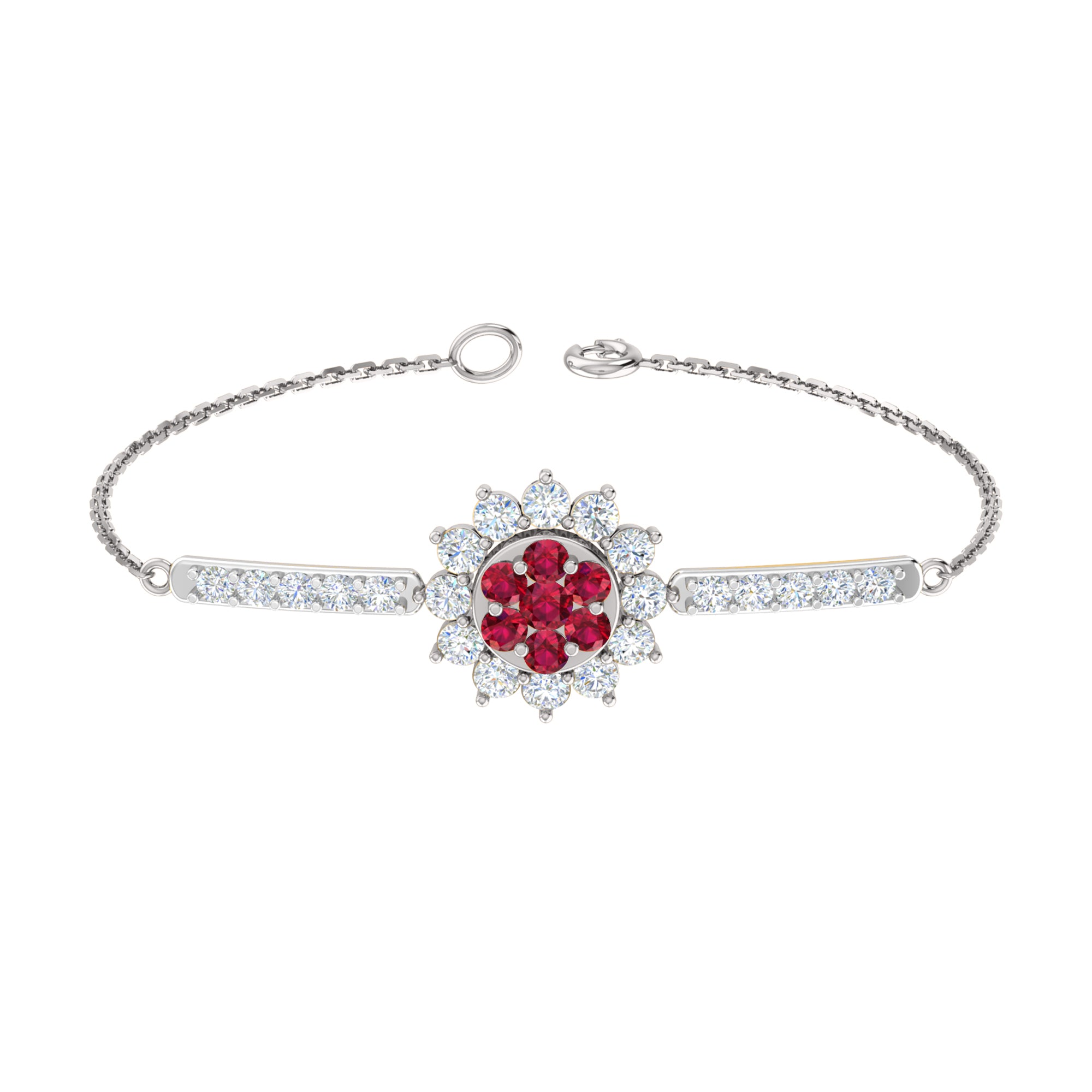 Pietra preziosa RKC in argento sterling 925 da 2,57 CT per bracciale da donna Placcato in oro rosa 14 carati Peso 5,50 GM