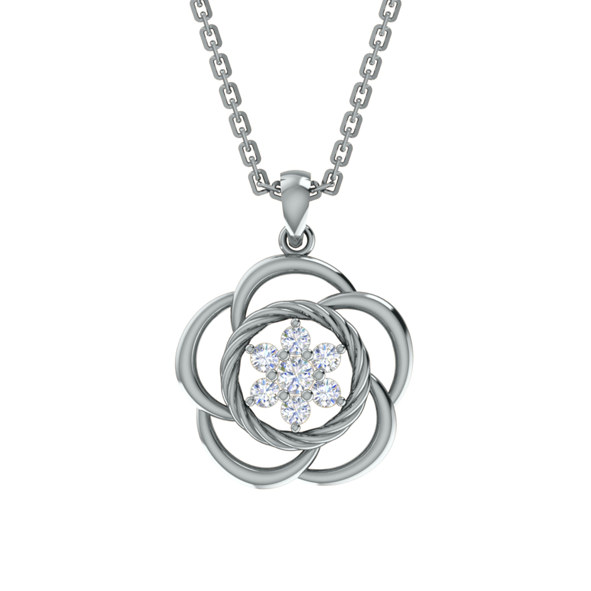 RKC 0.25CT 플로랄 모이사나이트 펜던트 925 실버 주얼리 14K 로즈 골드 도금 중량 4.50gm 높이 22.00mm