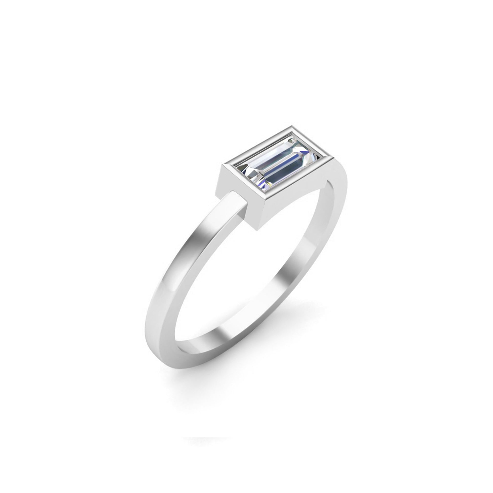 Cincin Solitaire Baguette Perak Murni RKC 925 Untuk Cincin Usulannya Berat 1,80 gram Lebar 1,60 MM