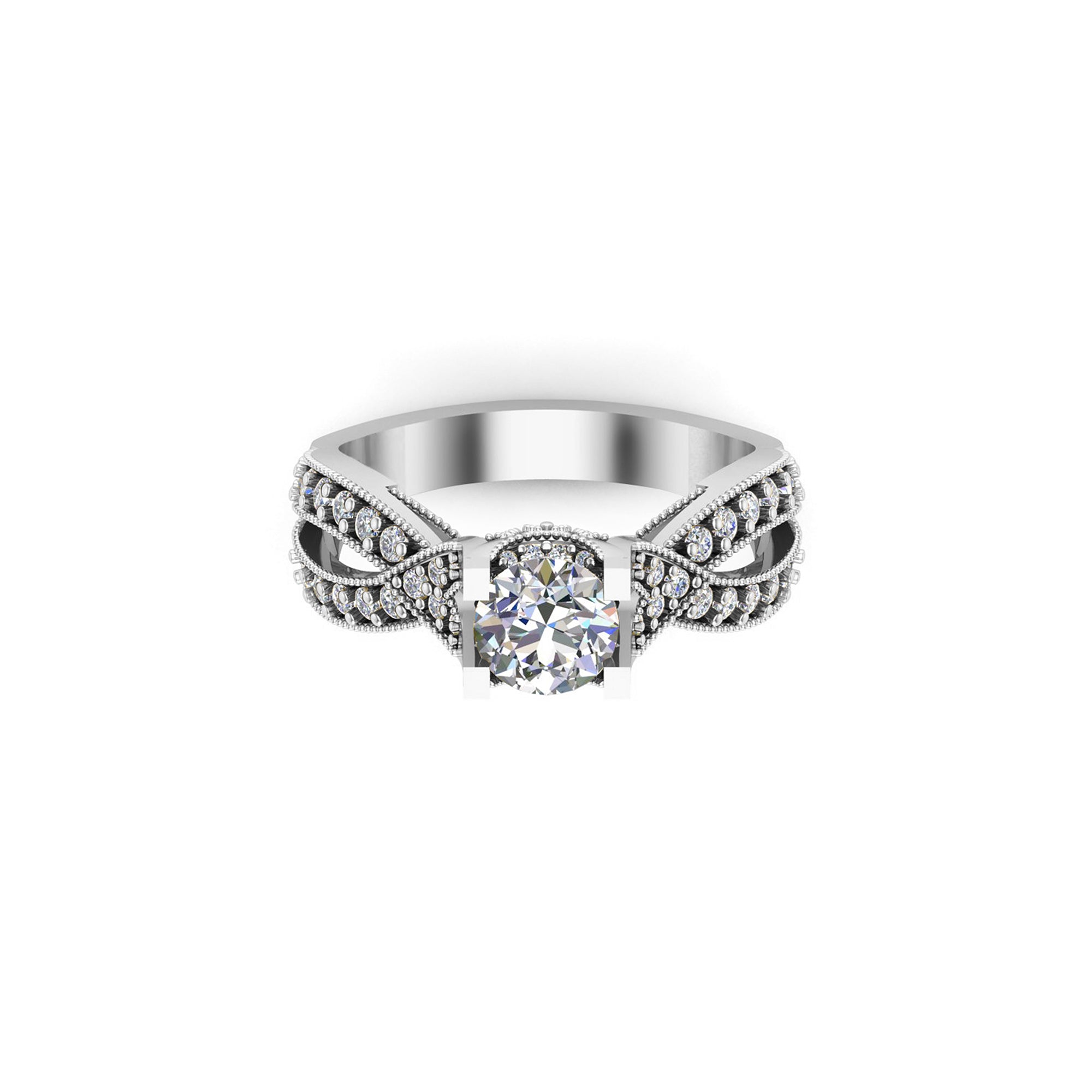 Жаночы вясельны вясельны пярсцёнак RKC з круглага муасаніта 925 са срэбра, вагой 3,5 г