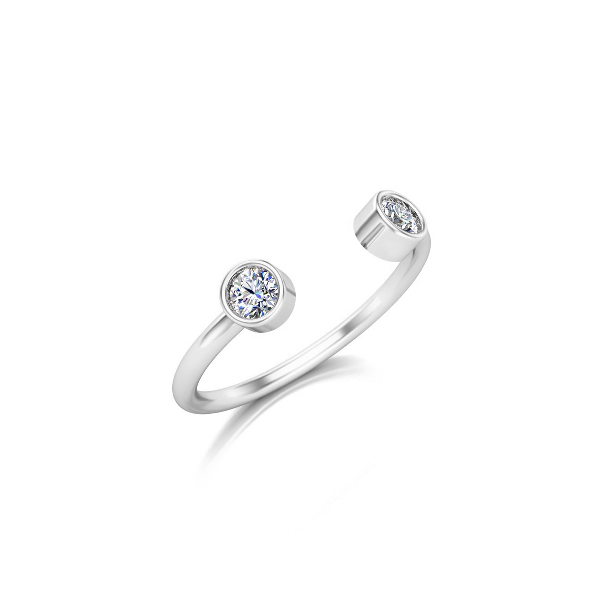 Пярсцёнак RKC з круглым муасанітам з двума камянямі з адкрытай павязкай для жанчын для жанчын з стерлингового срэбра 925 пробы, пакрыццё з ружовага золата 14 карат, вага 1,25 г, шырыня 1,60 мм