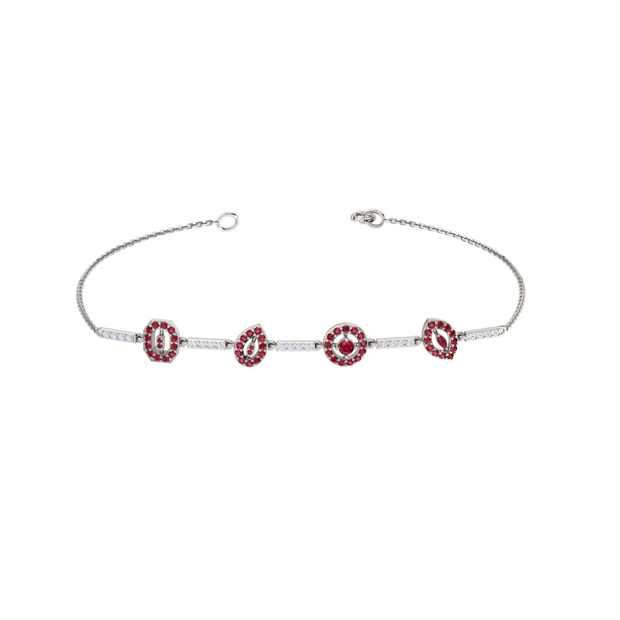 Bracciale da donna RKC in argento sterling 925 da 1,16 ct, placcato in oro bianco 14 carati, peso 5,20 g, altezza 81,30 mm