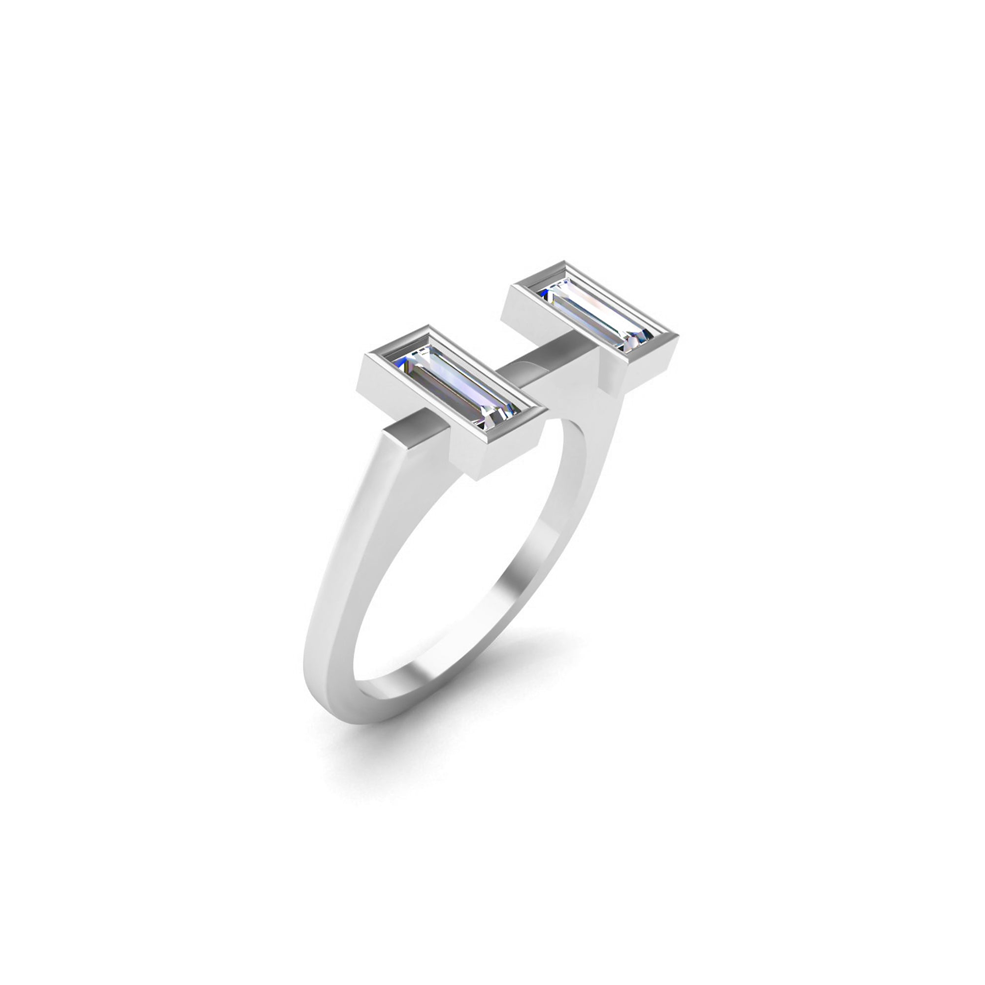 Заручальны пярсцёнак RKC са срэбра 925 пробы Кальцо з багетнай паласой з муасаніта для жанчын Вага 3,40 г, шырыня 1,75 мм