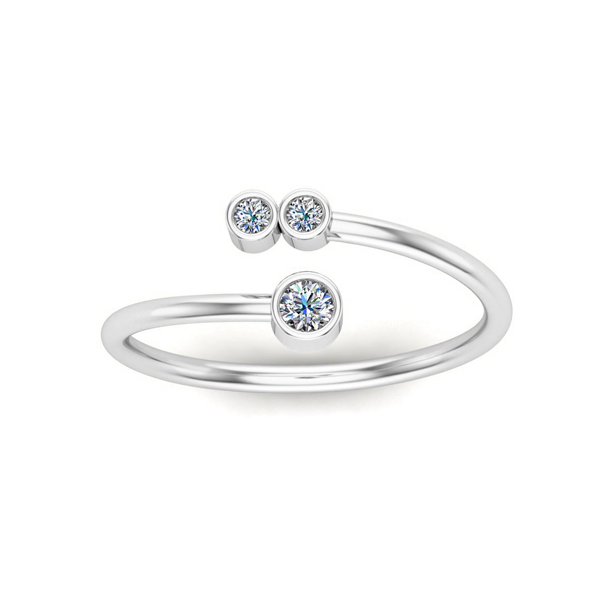 RKC 925 Silver Moissanite Open Band For Her Promise Bypass Ring Band 14K Rose Gold Plated Wt 1.6 gm