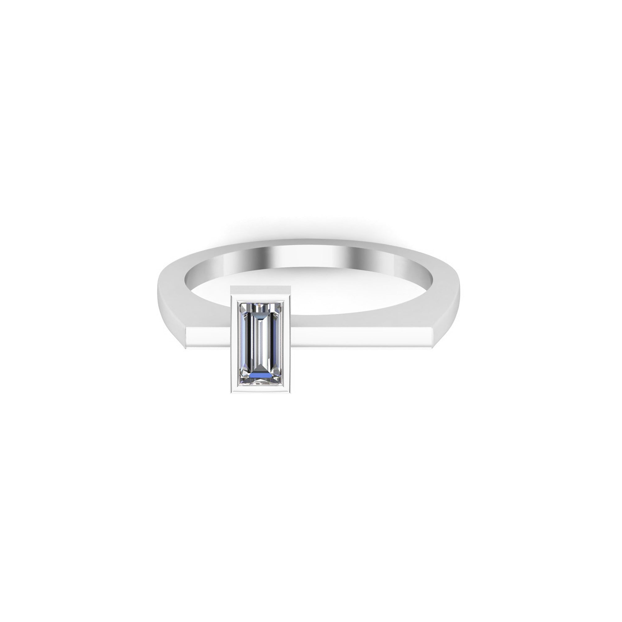 Падарункавы пярсцёнак RKC Baguette Moissanite Unisex Solitaire Band, срэбра 925 пробы, пакрыццё з жоўтага золата 14 карат, вага 3 г, шырыня 1,60 мм