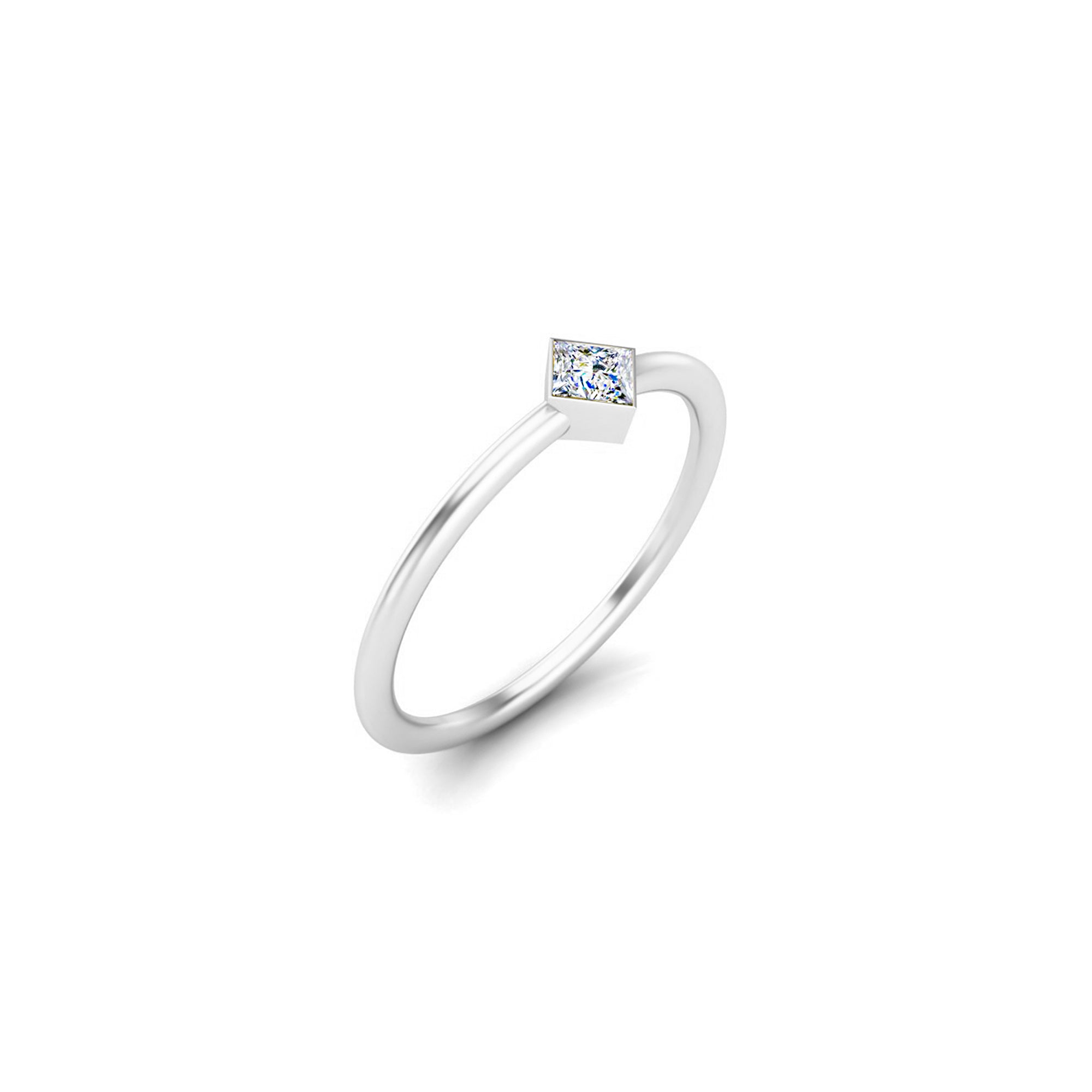 Заручальны пярсцёнак RKC Princess Cut Moissanite Solitaire, срэбра 925 пробы, пакрыццё з ружовага золата 14K