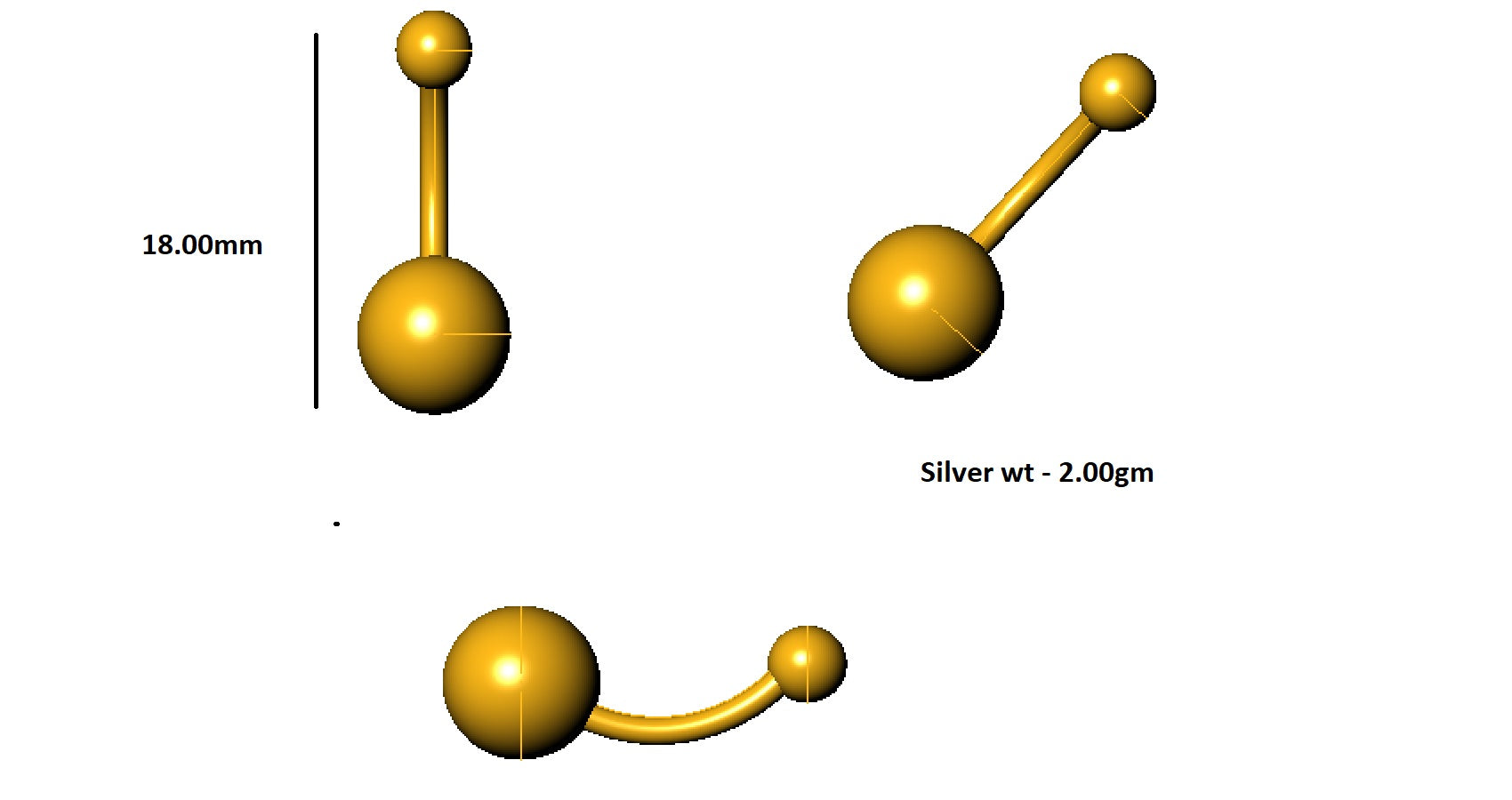 RKC JEWELRY 925 Sterling Silver Women Belly Button 14k Rose Gold Plated Wt 2.00gm Height 18 MM