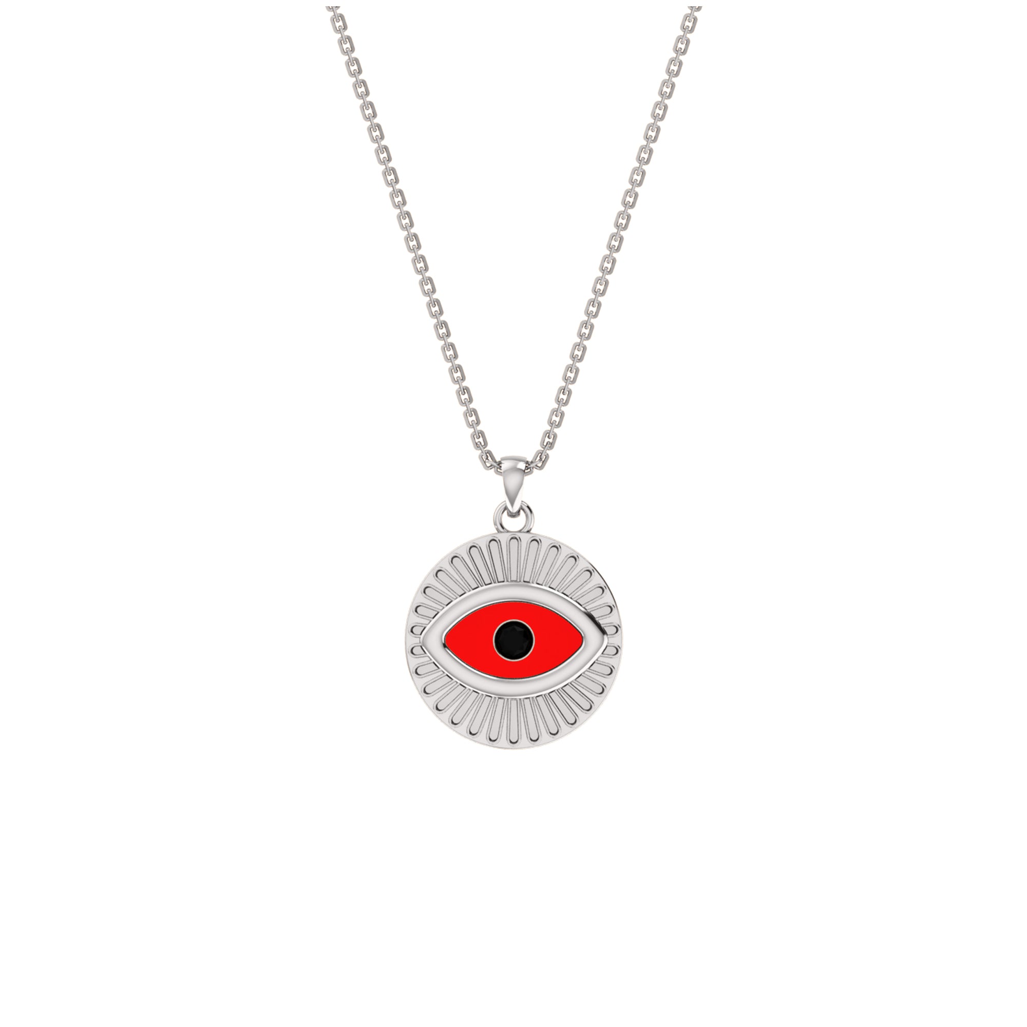 RKC 0.17 CT Enamel Evil Eye Pendant 925 Silver 14K Yellow Gold Plated Wt 5.80 GM Height 20.00 MM