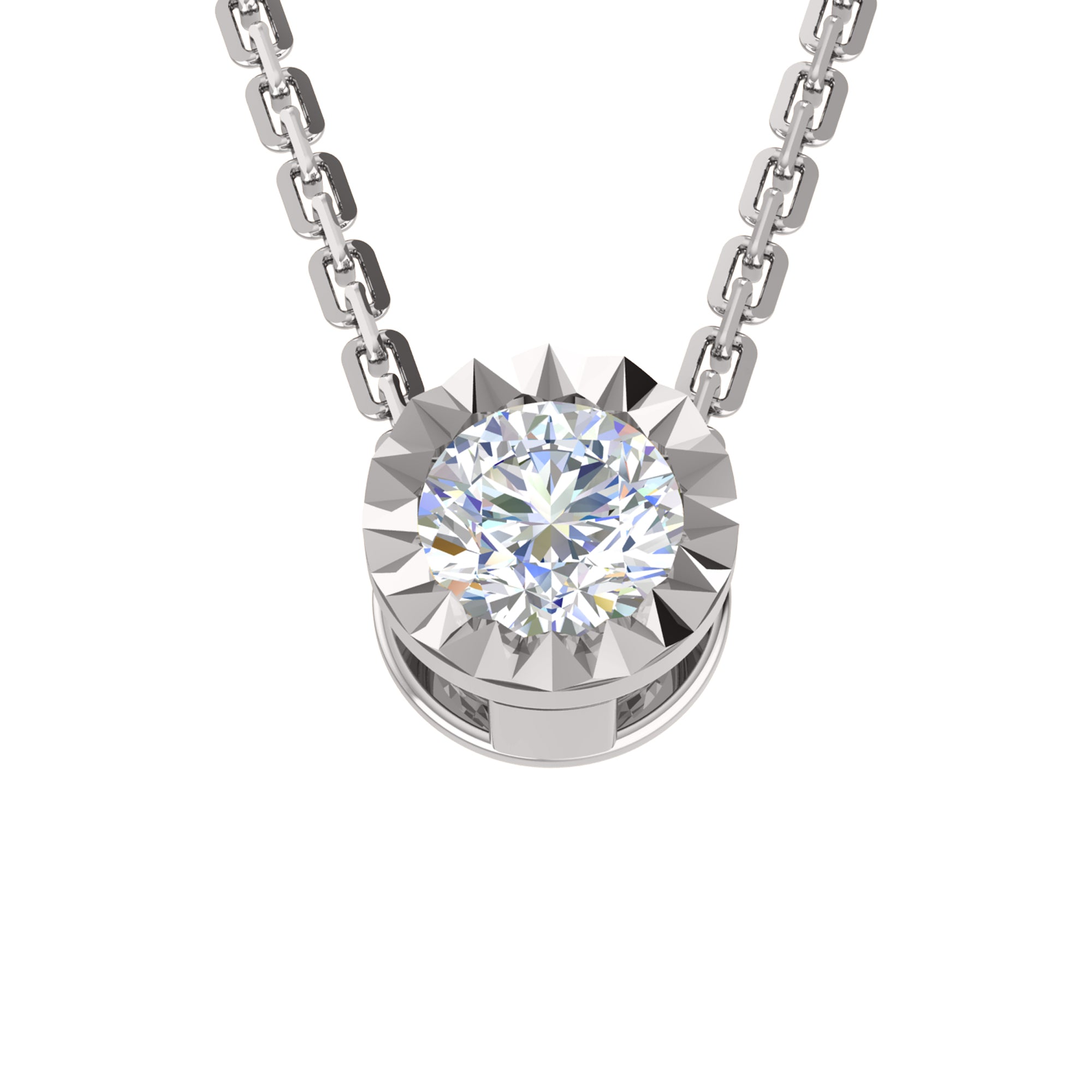 RKC 0.50Ct मॉइसॅनाइट सॉलिटेअर पेंडंट 925 चांदीचे दागिने 14K व्हाइट गोल्ड प्लेटेड Wt 2.60 gm