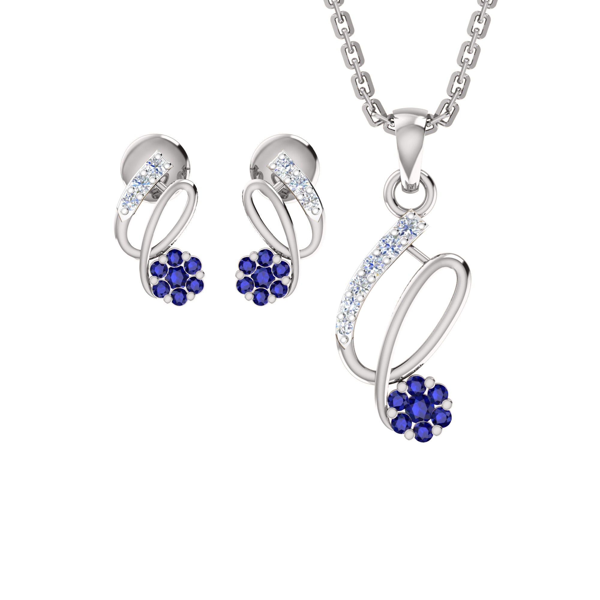 RKC 925 सिल्व्हर गोल्डन टोटल 0.42Ct मॉइसॅनाइट पेंडंट Wt 3.10gm आणि Wt कानातले 1.80gm सेट 14K रोझ गोल्ड प्लेटेड