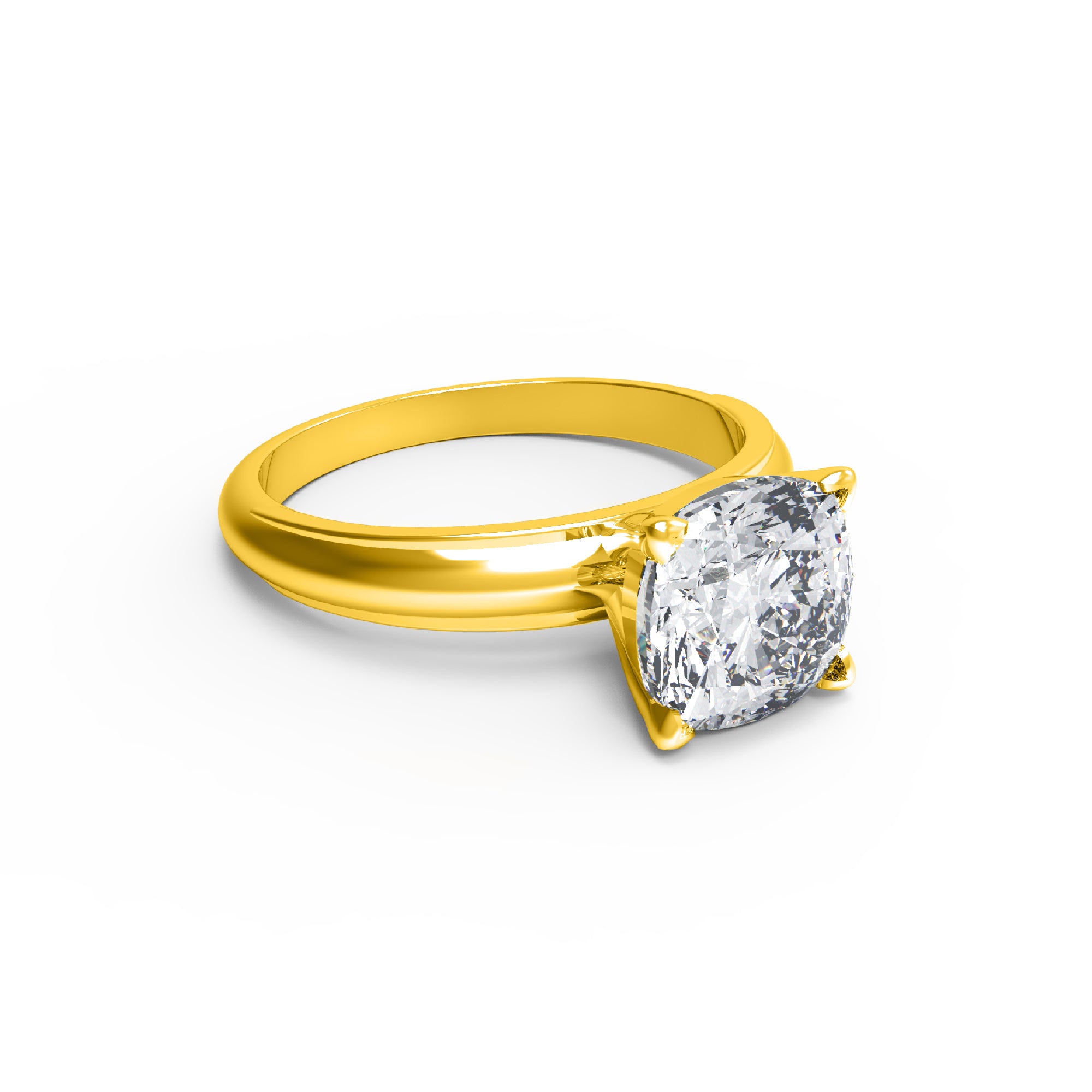 RKC Cushion Cut Moissanite Solitaire Valentine Propose Ring 925 Sterling Silver 14K Rose Gold Over Wt 3.60 gm Width 2.30 MM