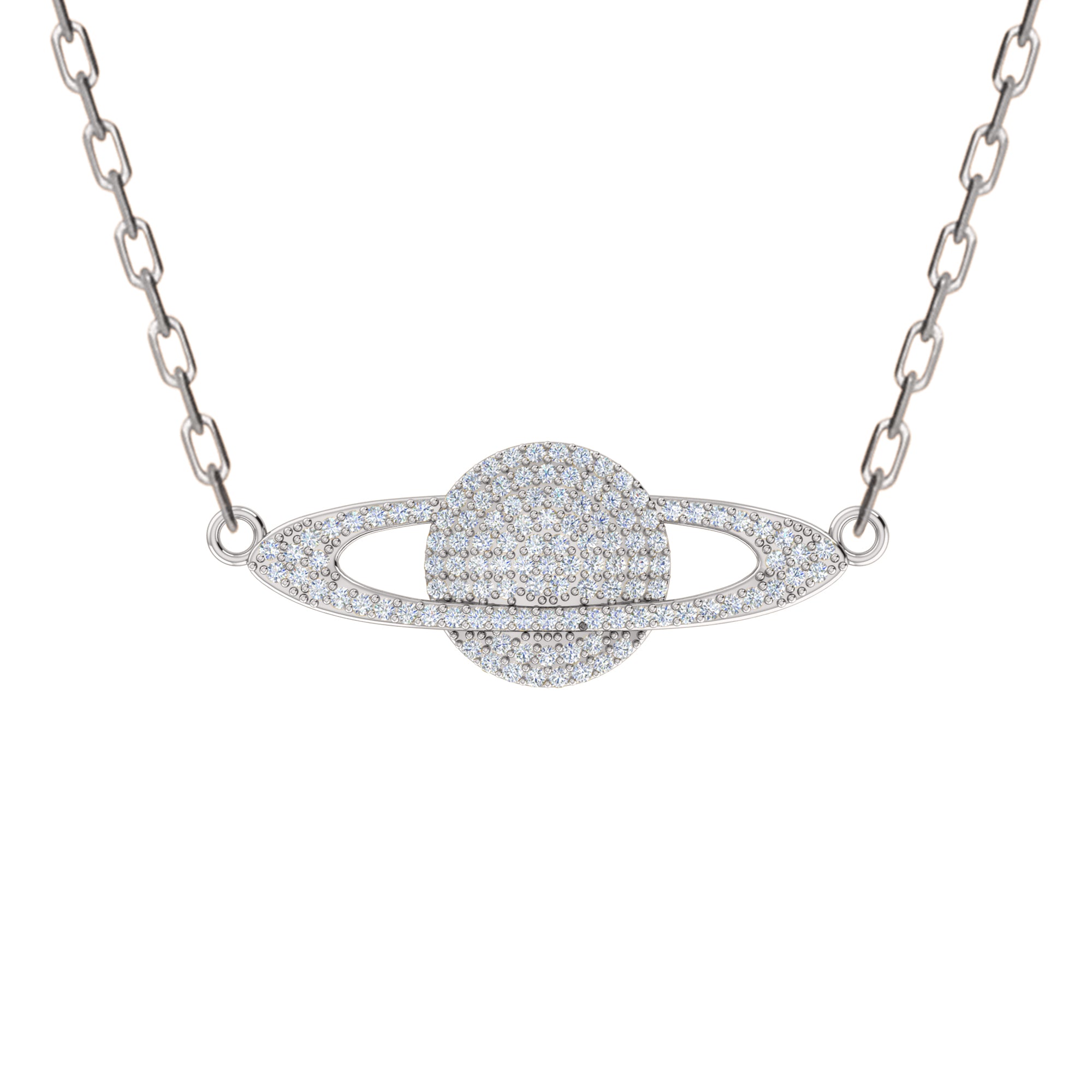 RKC 0.58Ct 모이사나이트 토성 펜던트 925 실버 주얼리 14K 로즈 골드 도금 중량 4.20gm 높이 10.50mm