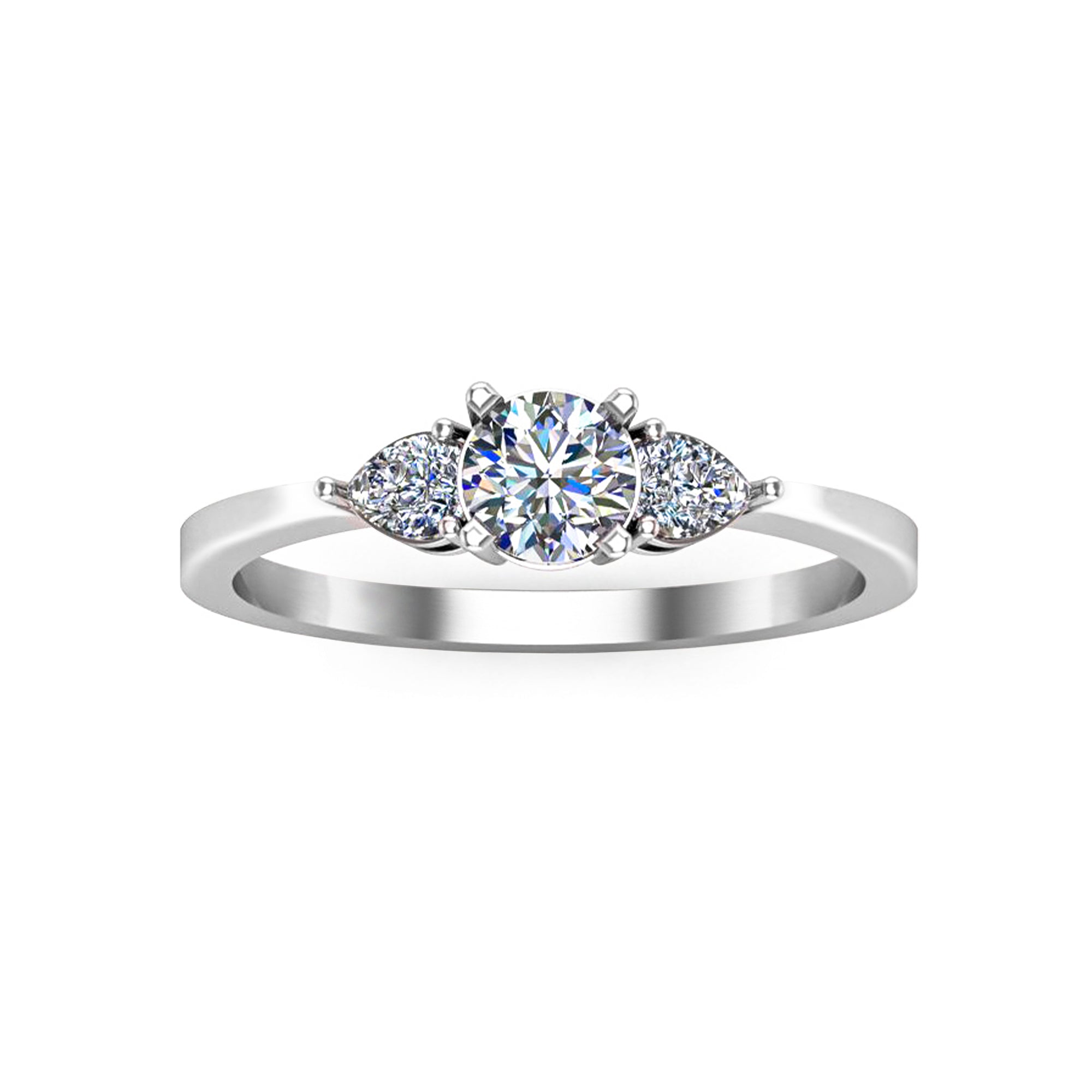 RKC Round Moissanite Three Stone Anniversary Gift Band 925 Silver 14K Yellow Gold Plated Ring For Her Wt 1.50 gm Width 1.60 MM