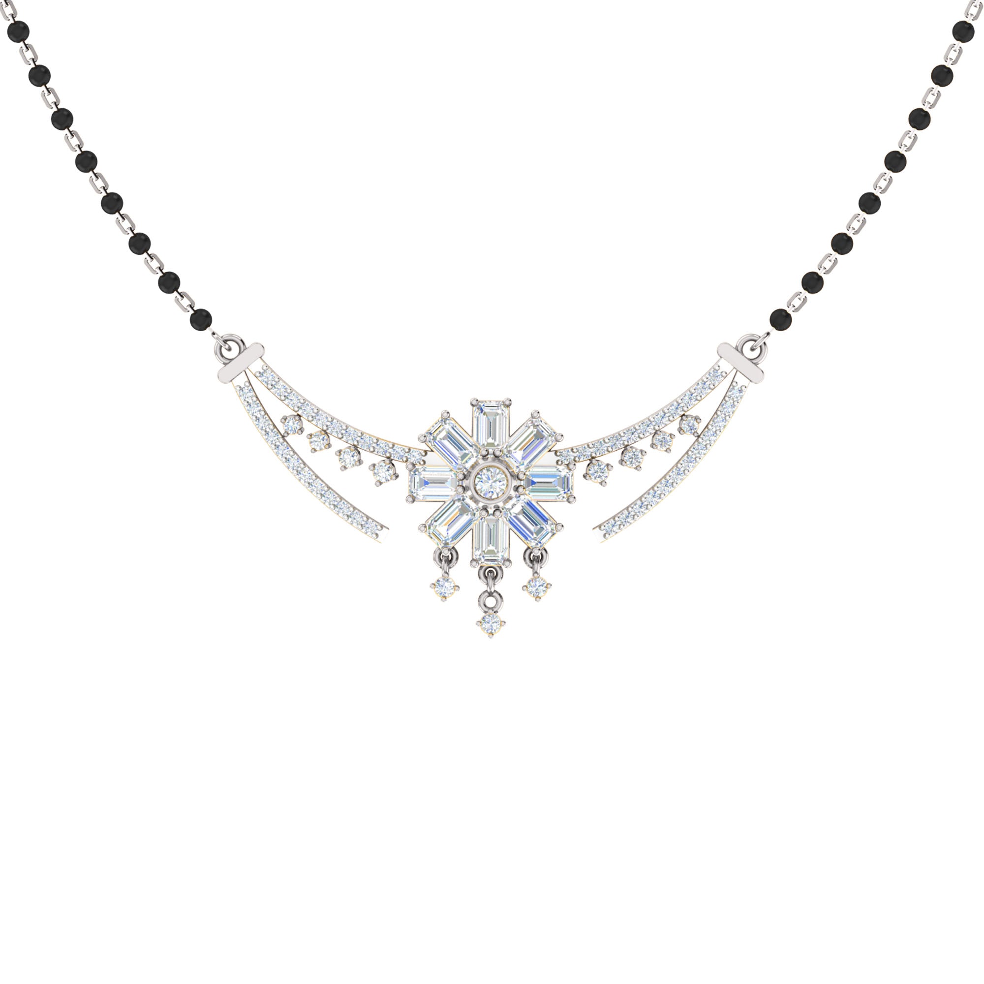 RKC 2.24Ct Moissanite Women Mangalsutra 925 Silver 14k Rose gold Plated Product Weight 8.10gm Height 25.55mm