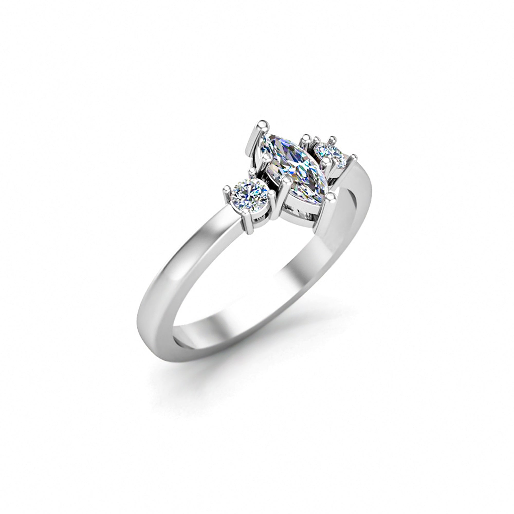 RKC Marquise Moissanite Statement Ring 925 Silver 14K Yellow Gold Plated Ring For Ladies' Wt 2.40 gm Width 2.50 MM