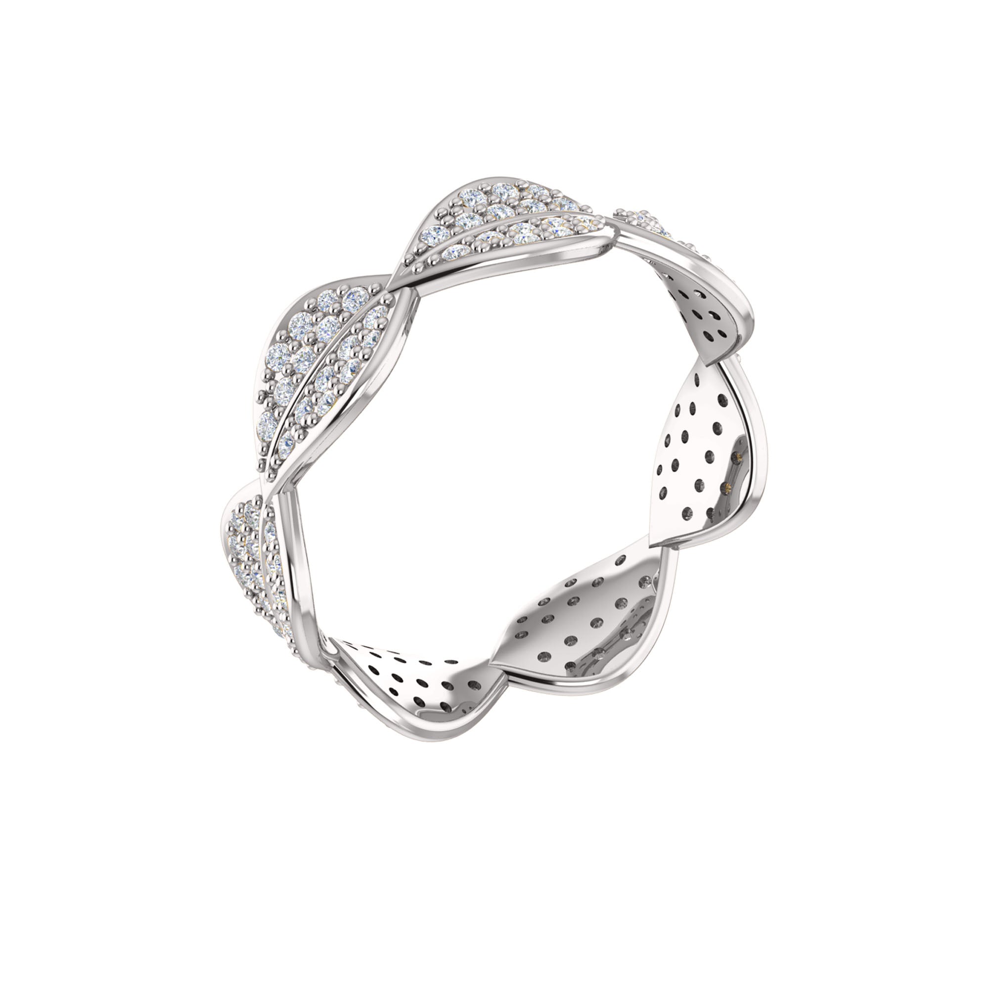 RKC 0.52Ct Round Moissanite Eternity Leaf Engagement Ring 925 Silver 14K Yellow Gold Plated For Women's Wt 2.50gm