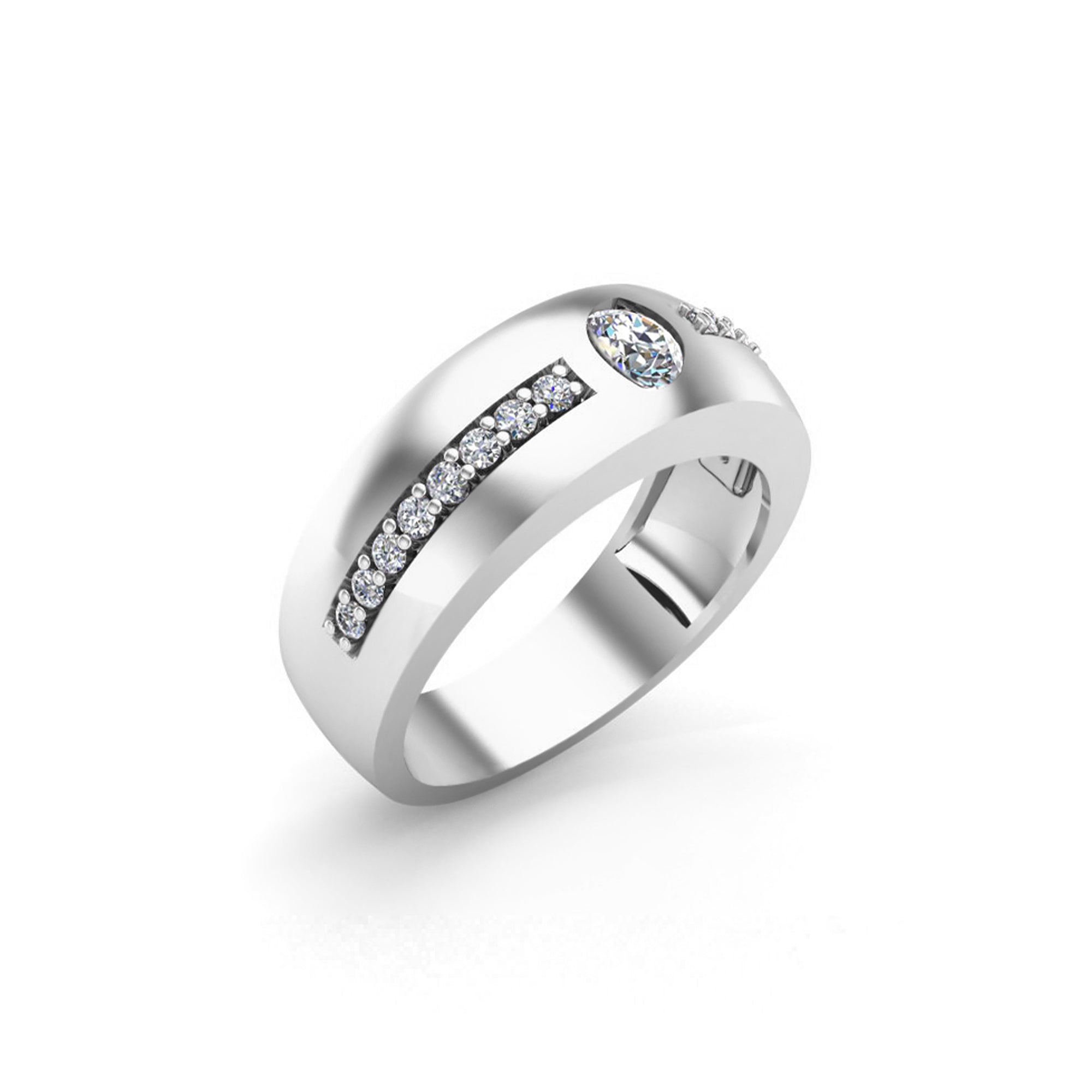 RKC ラウンド カット モアッサナイト エンゲージメント リング シルバー 925 18k ローズゴールドメッキ 男性用 重量 4gm 幅 4.50mm