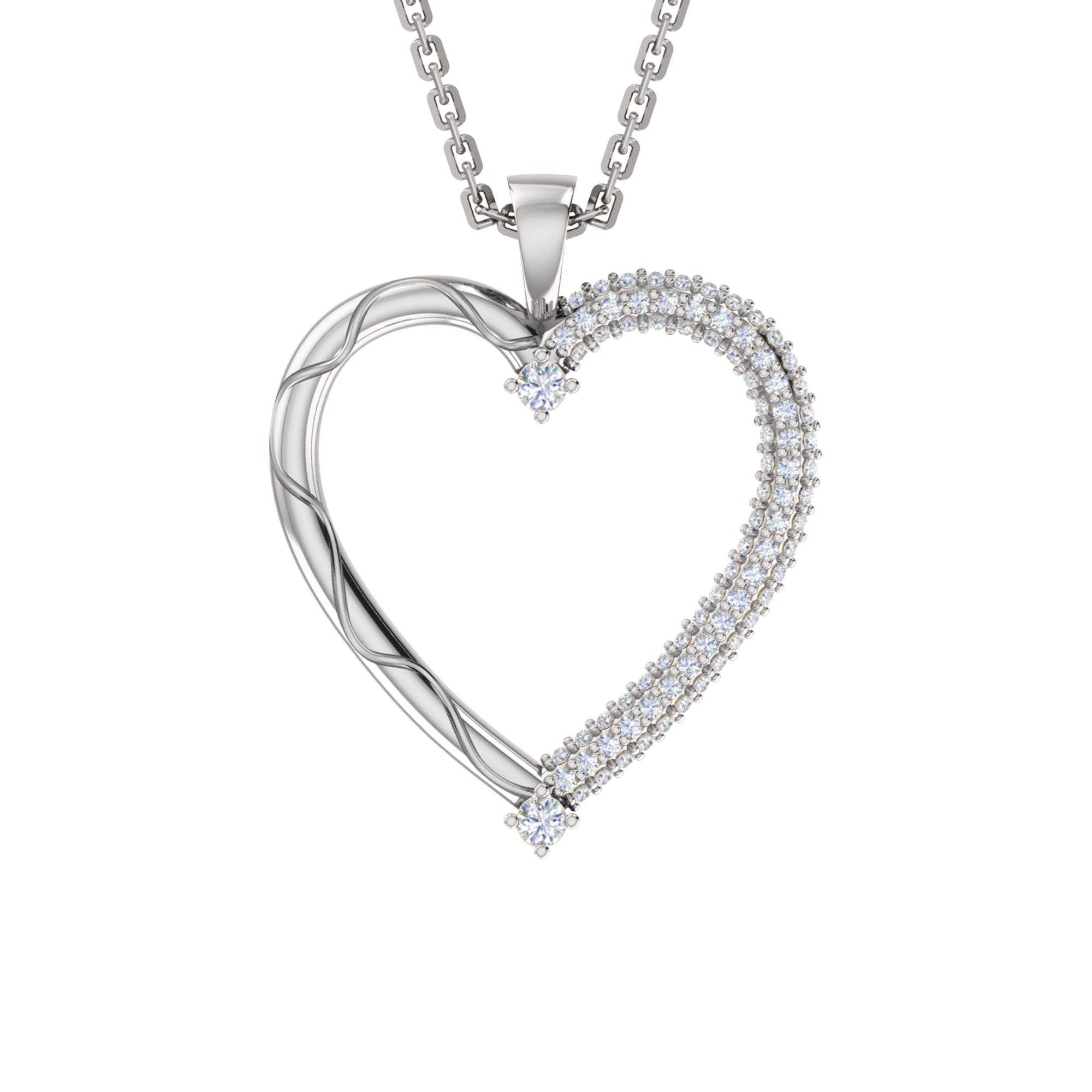 RKC 0.46Ct 모이사나이트 하트 스타일 펜던트 925 실버 주얼리 14K 옐로우 골드 도금 중량 4.10gm 높이 28mm