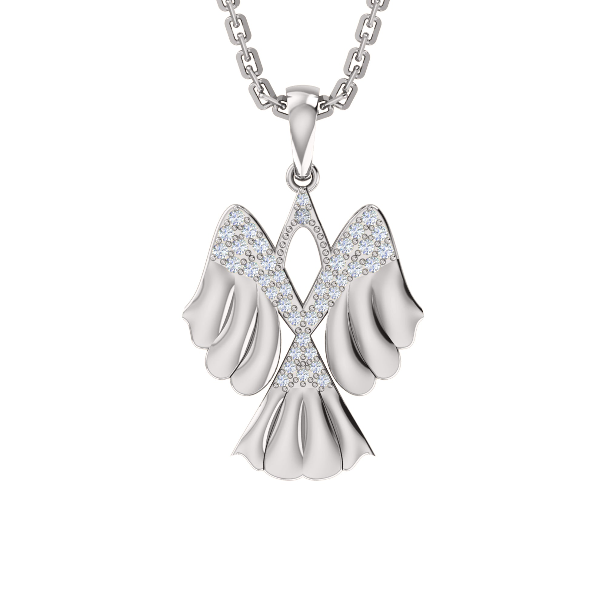 RKC 0.14Ct Moissanite Wings Pendant 925 Sølvsmykker 14K gult gullbelagt Wt 4.00gm Høyde 17.50mm