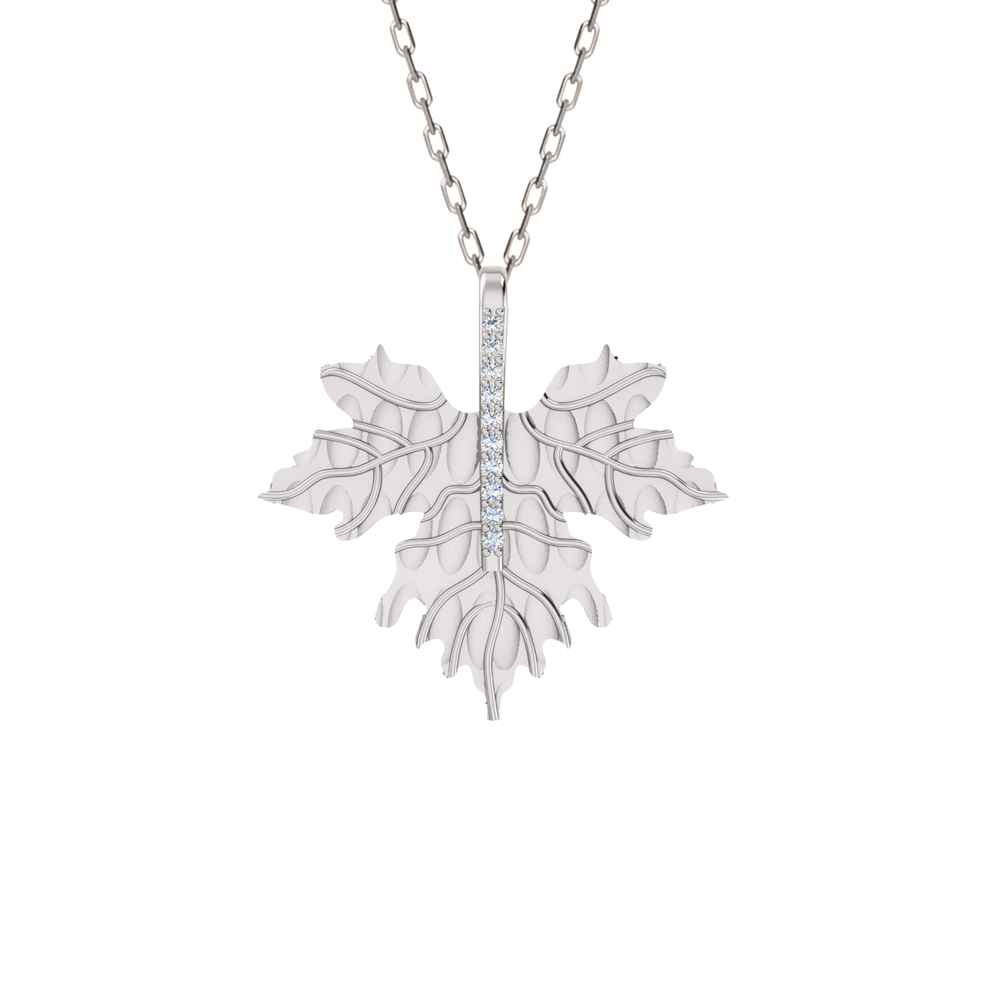 RKC 0.09Ct Moissanite Leaf Pendant 925Silver Jewelry 14K Yellow Gold Plated Wt 5.60gm Height 24.40mm