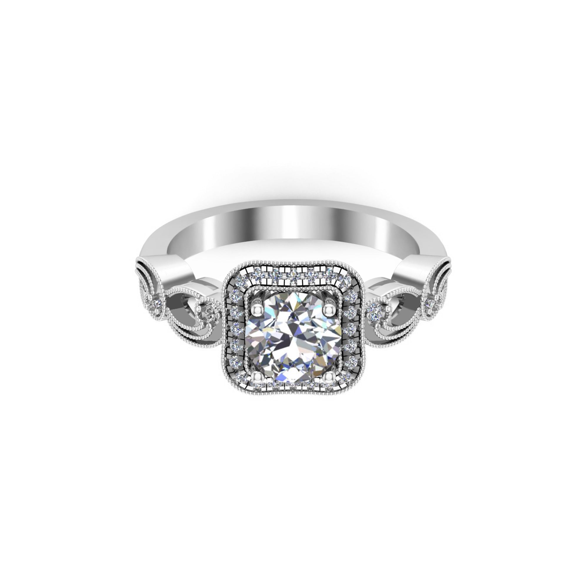 RKC 1 карат Набор вясельных заручальных пярсцёнкаў з арэолам муасаніта, жоўтае пазалота 14 карат, срэбра 925 пробы, вага 2,65 г, шырыня 2,20 мм