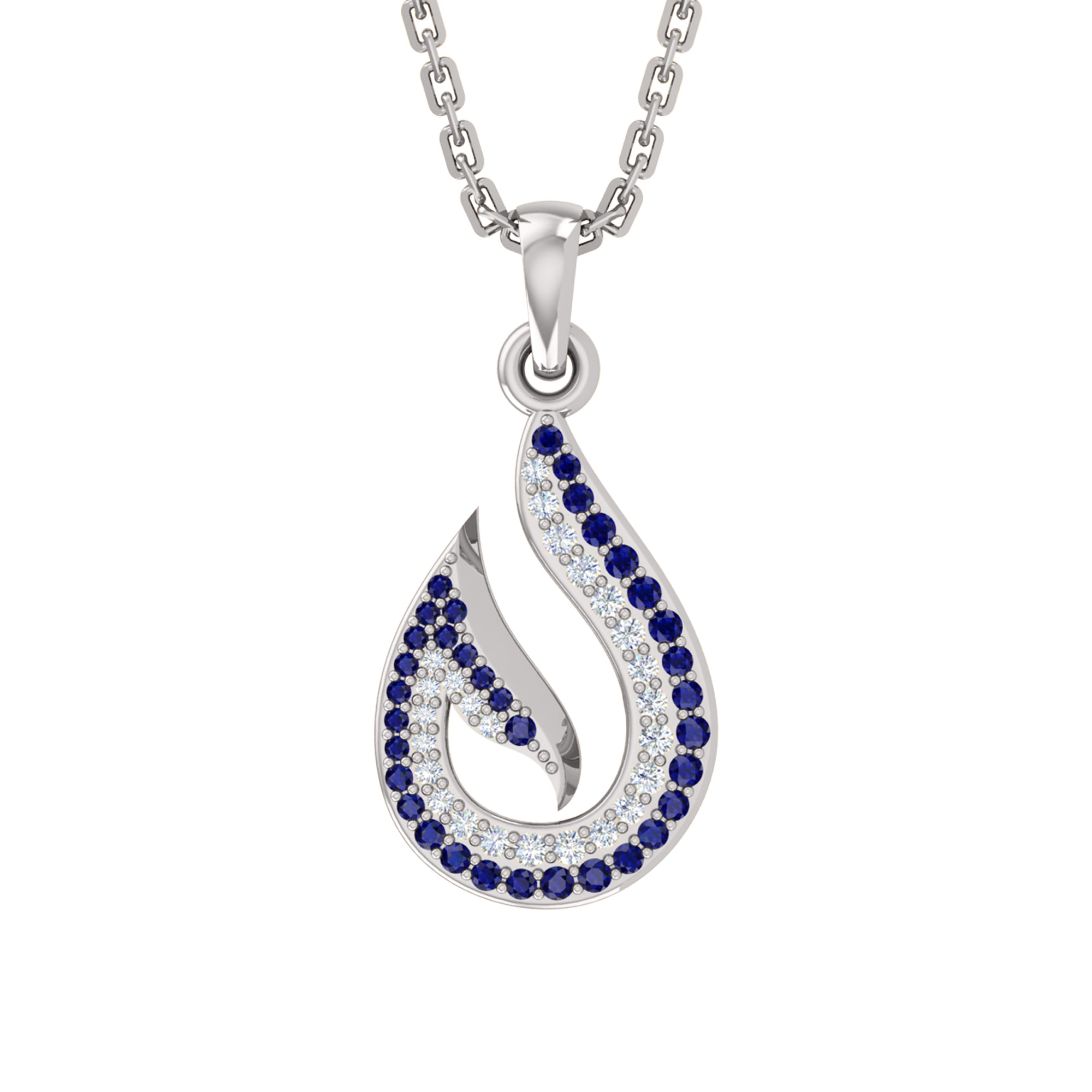 RKC 0.26Ct Sapphire Teardrop Pendant 925 Silver Jewelry 14K Rose Gold Plated Wt 3.60gm Height 16.00mm