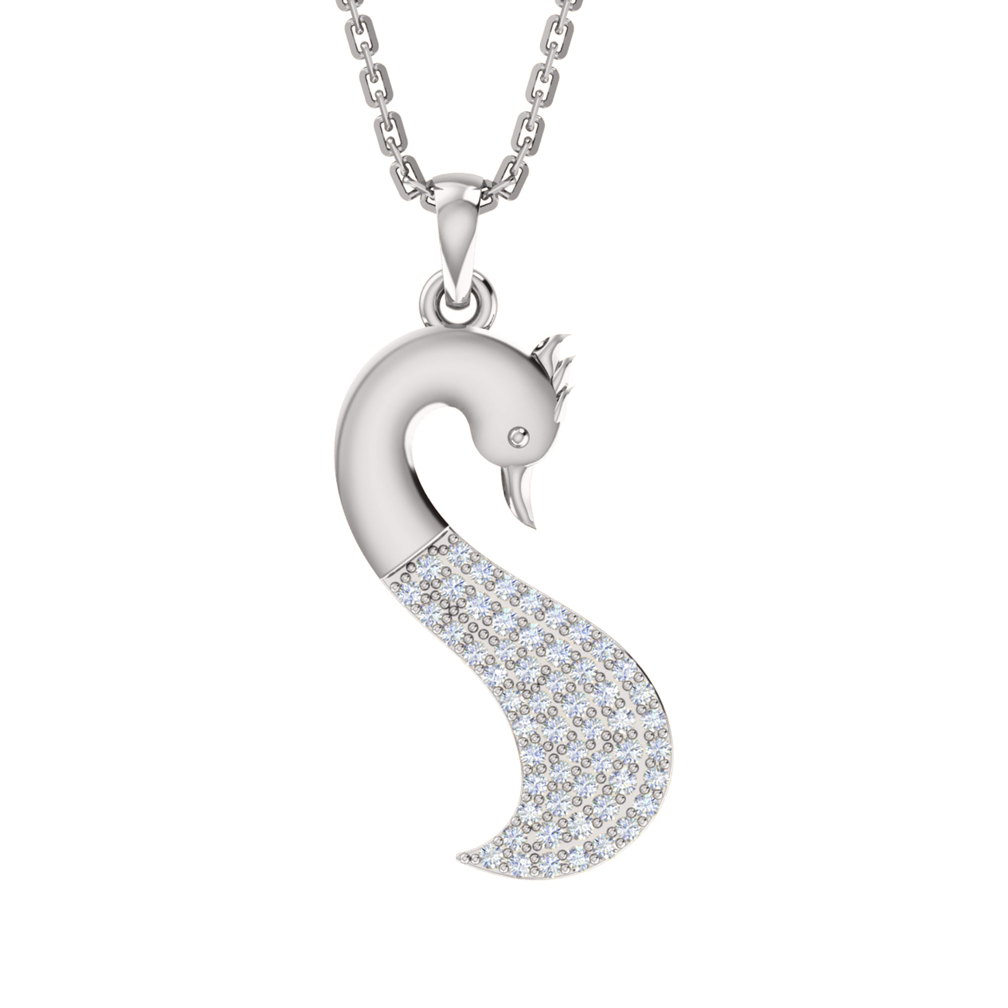 RKC 0.40Ct 모이사나이트 스완 펜던트 925 실버 주얼리 14K 옐로우 골드 도금 중량 5gm 높이 23mm