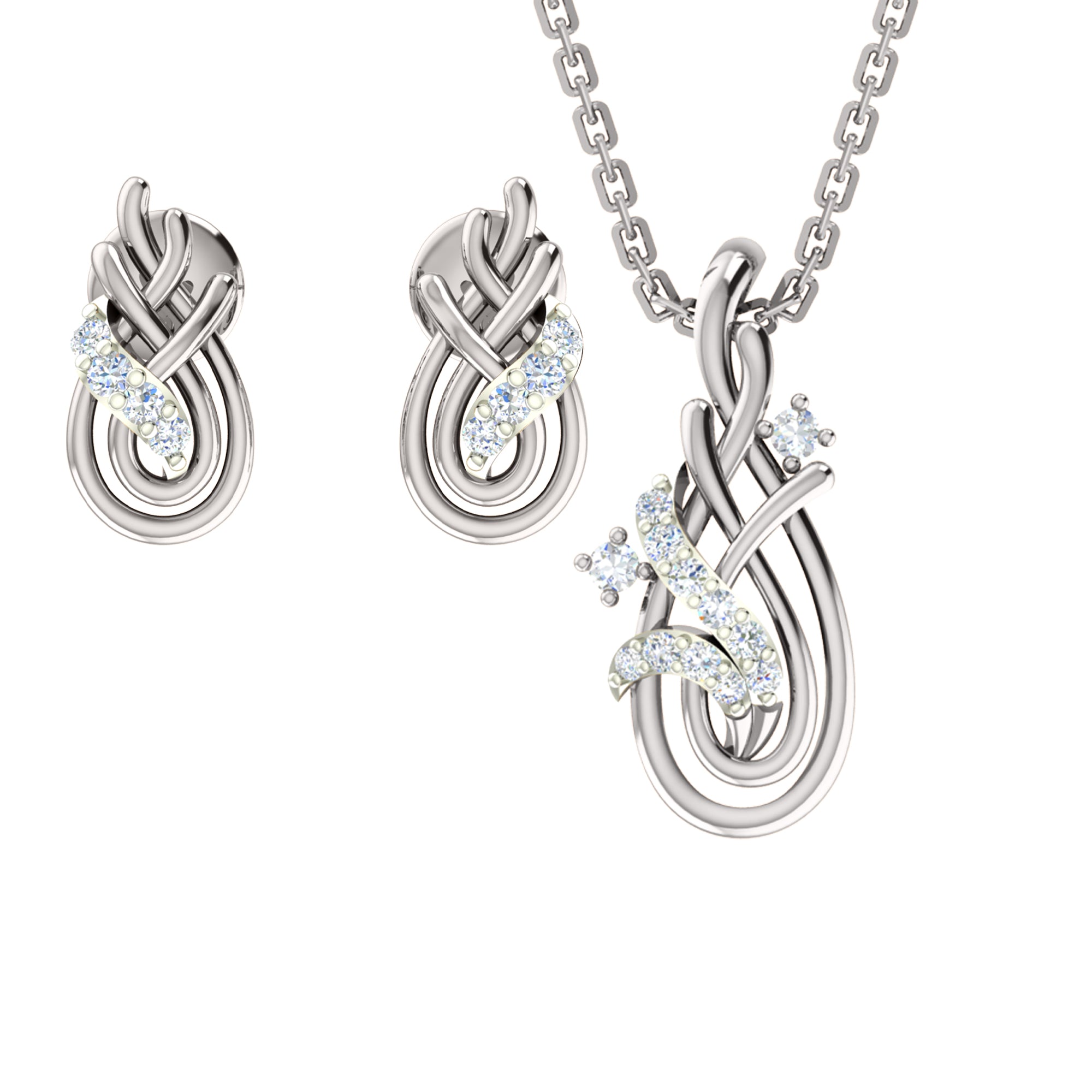 Ciondolo in moissanite da 0,22 ct in argento dorato RKC 925 con peso di 3,65 g e orecchino da 2,00 g con placcatura in oro giallo 14 carati