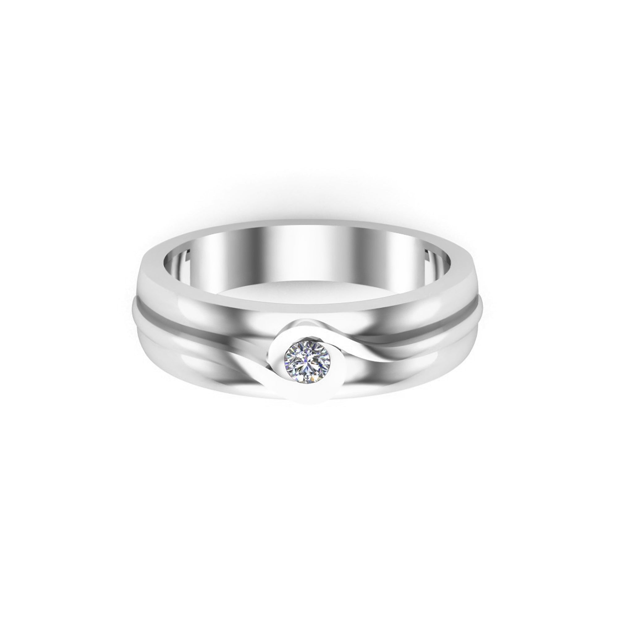 RKC 0.08 Ct Moissanite Engagement Ring 925 Silver 14k Rose Gold Plated For Men's Weight 3 gm Width 4.50mm