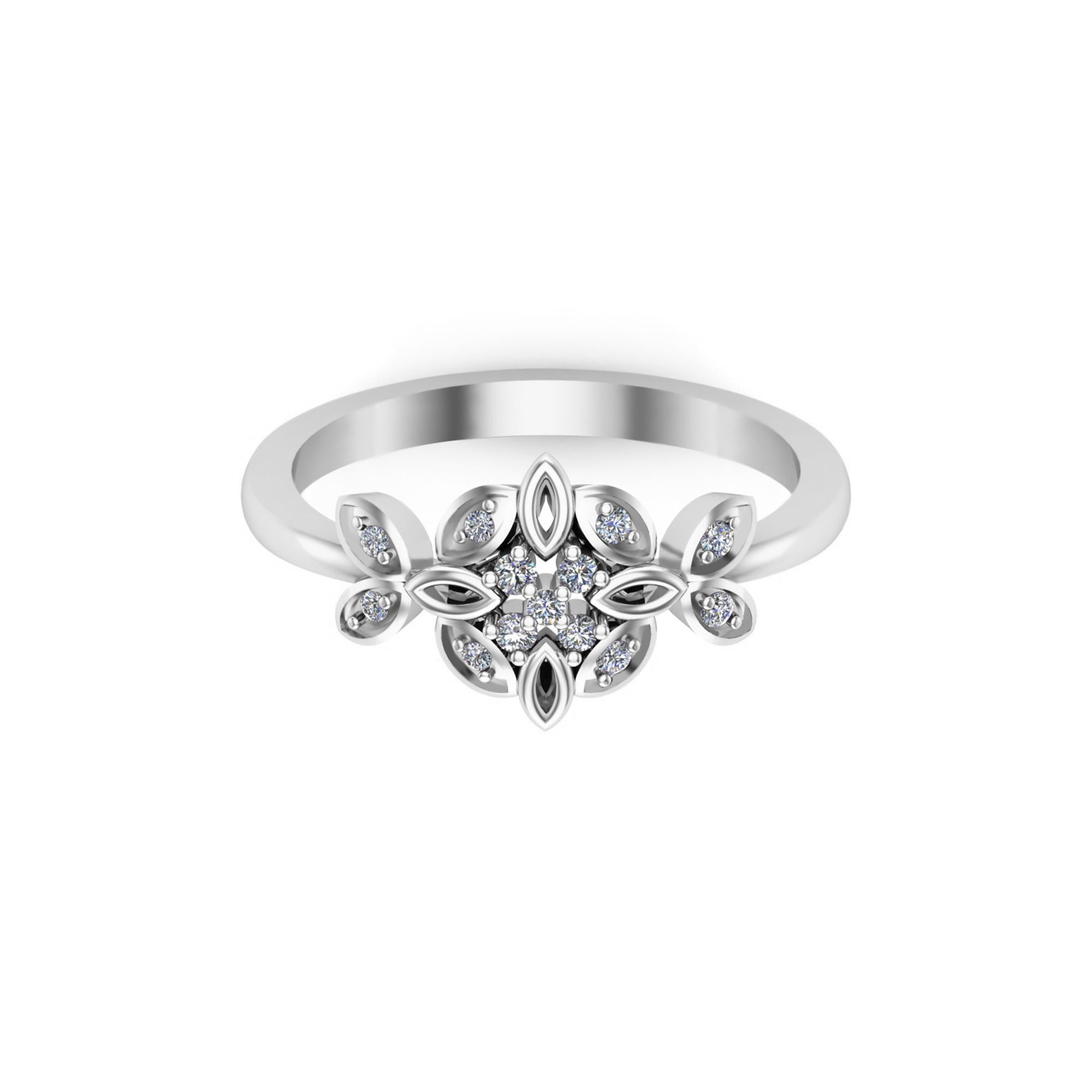 RKC Moissanite Flower Shaped Women's Ring 14K Rose Gold Plated 925 Sterling Silver Ring Wt 2.30 gm Width 2 MM