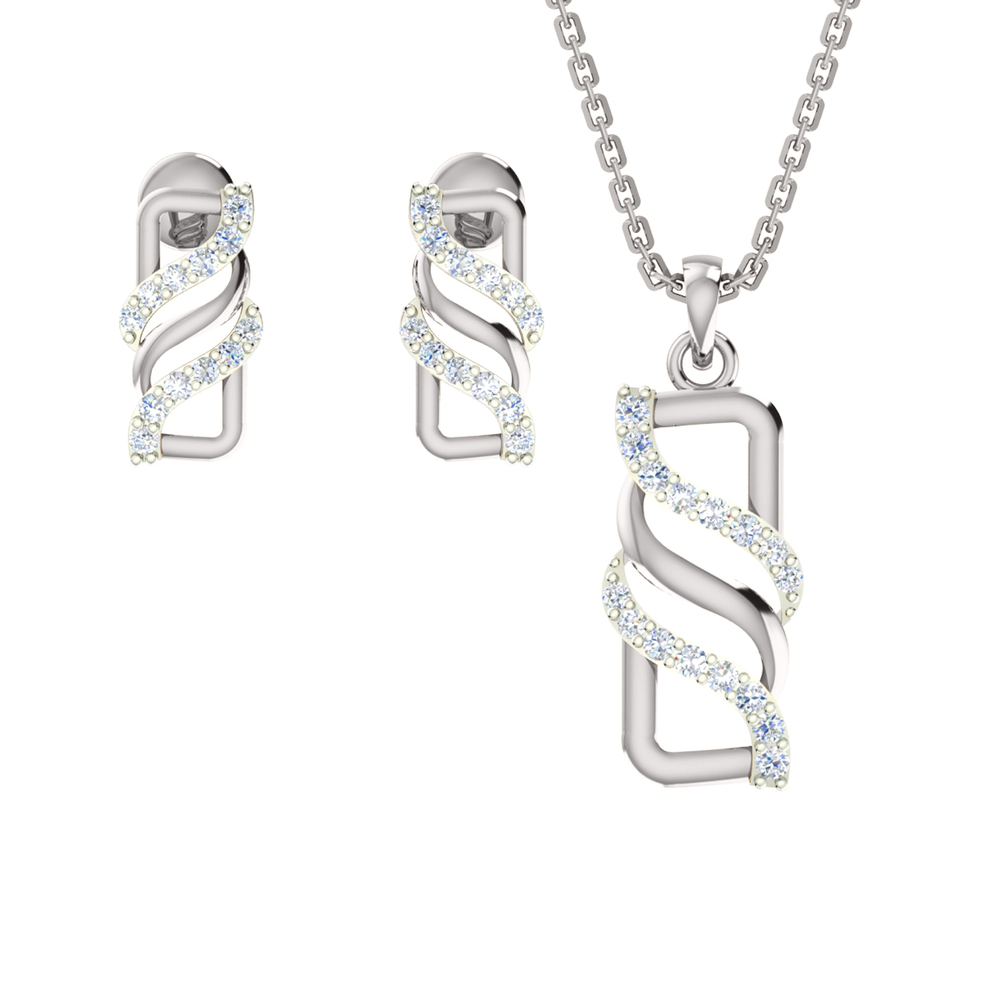 RKC 925 સિલ્વર ગોલ્ડન ટોટલ 0.48Ct મોઈસાનાઈટ પેન્ડન્ટ Wt 3.80gm અને Wt એરિંગ 2.20gm સેટ 14K યલો ગોલ્ડ પ્લેટેડ સાથે