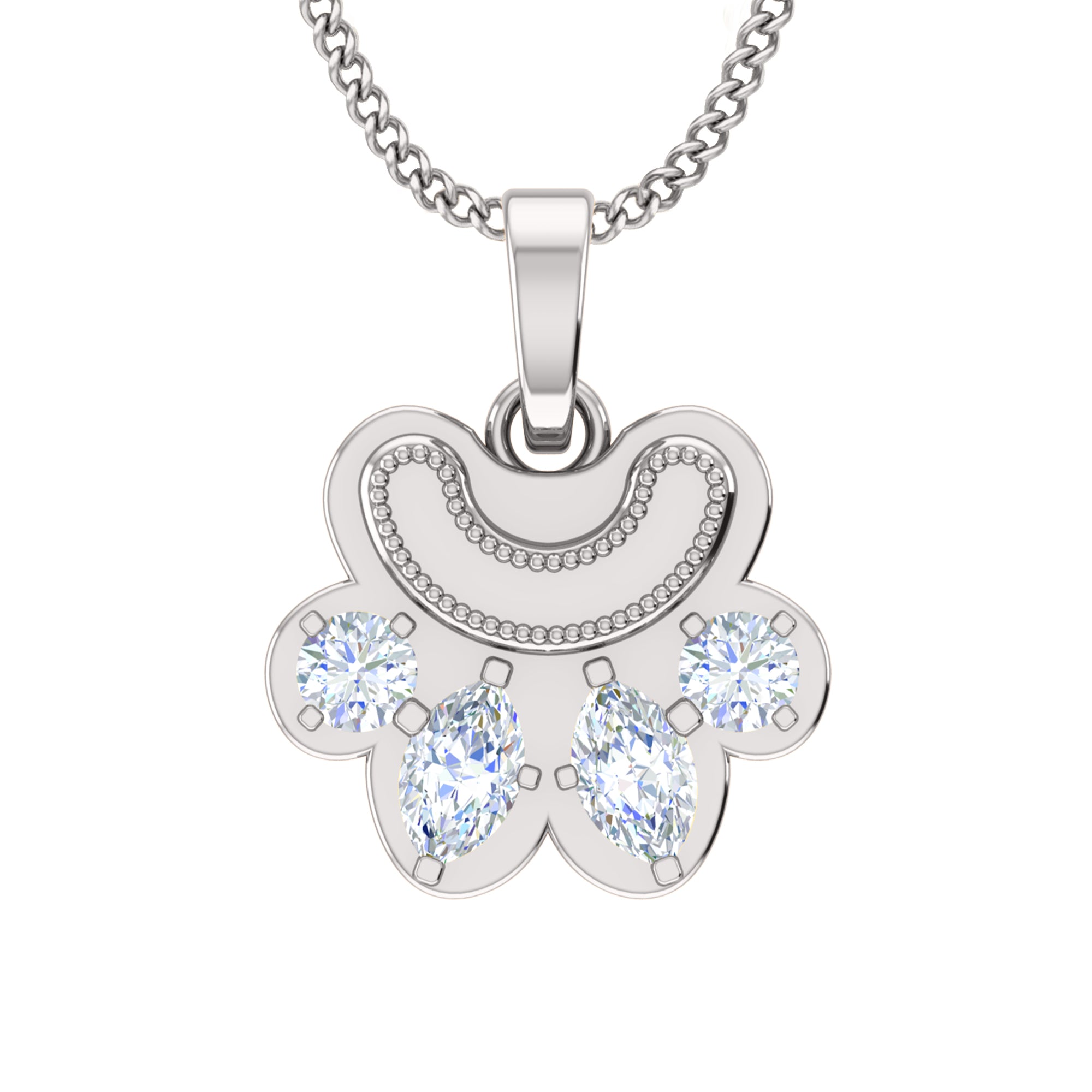 RKC 0.6 قيراط مويسانيتي باو قلادة 925 مجوهرات فضية 14 قيراط مطلية بالذهب الأصفر (الارتفاع)