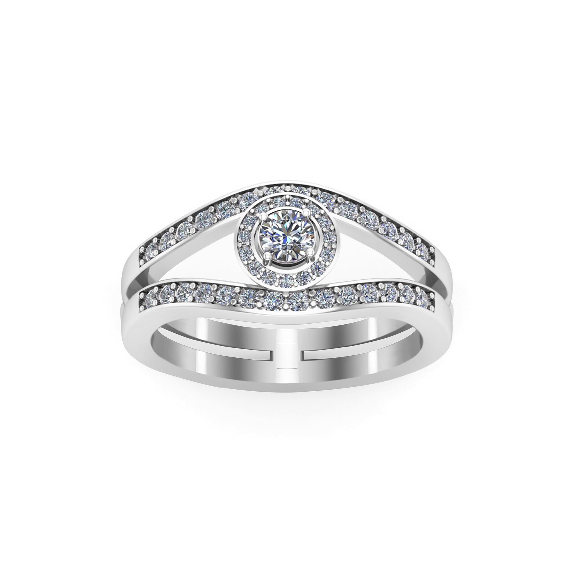 RKC ラウンドカット モアッサナイト イービルアイ結婚指輪 女性用 925 スターリングシルバー 14K ローズゴールドメッキ 重量 4 グラム 幅 3.50 ミリメートル