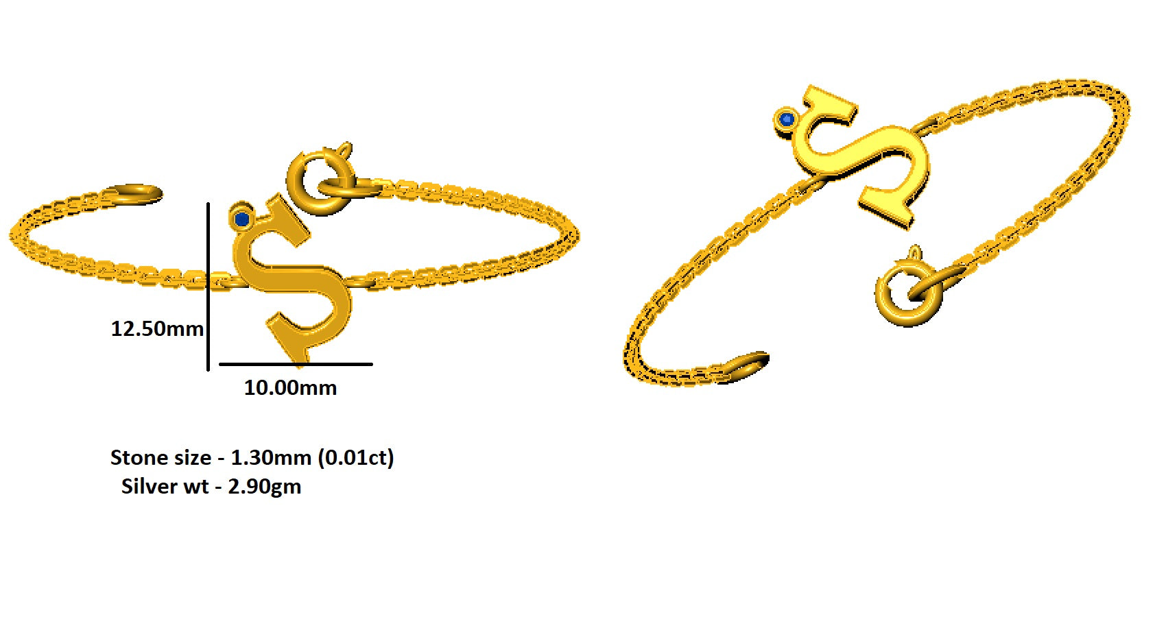 RKC 925 Sterling Silver Carat Wt 0.01 CT Women's Bracelet 14K Rose Gold Plated Product Weight 2.90 GM