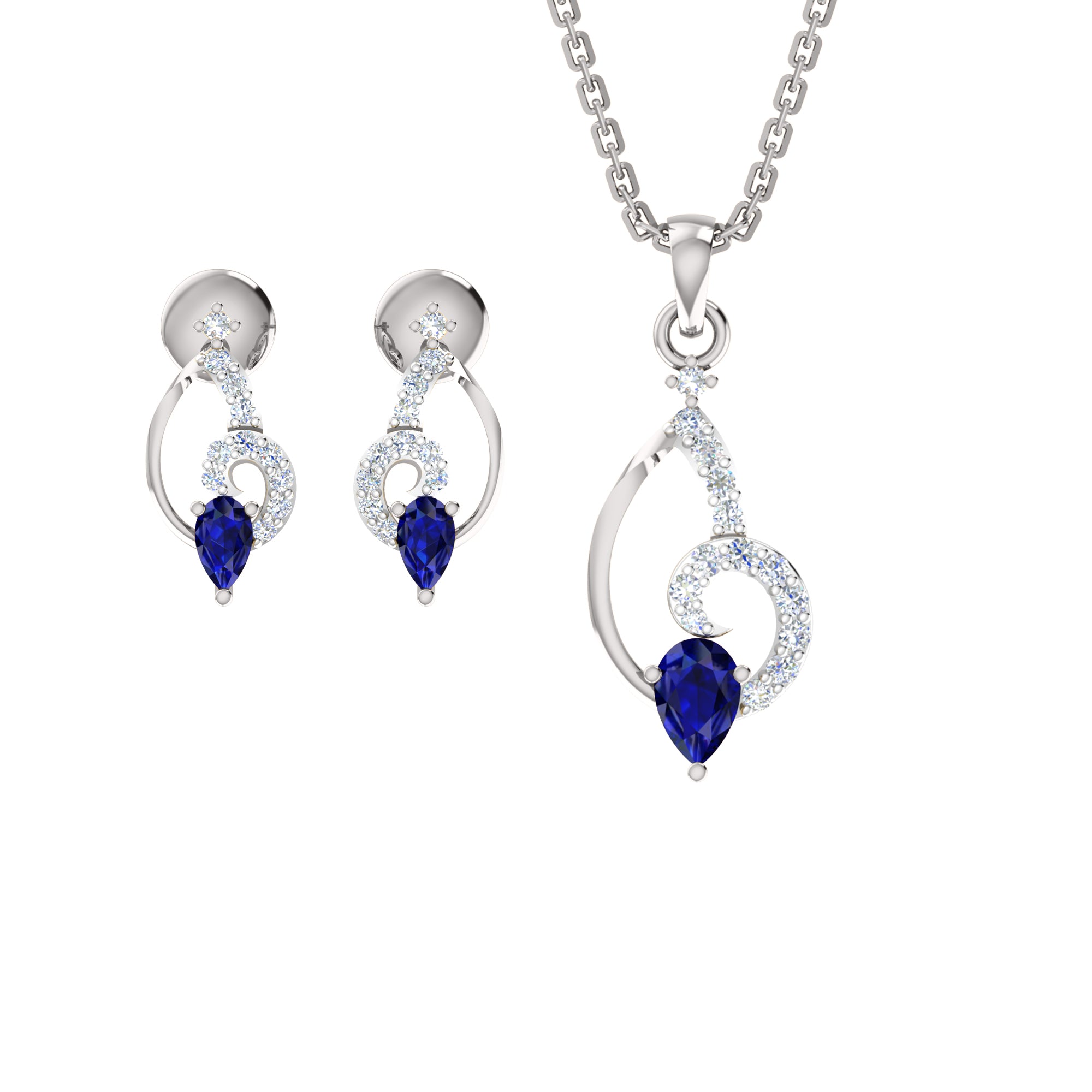 RKC 925 સિલ્વર ગોલ્ડન ટોટલ 0.42Ct મોઈસાનાઈટ પેન્ડન્ટ Wt 3.20gm અને Wt એરિંગ 2.10gm સેટ 14K રોઝ ગોલ્ડ પ્લેટેડ સાથે