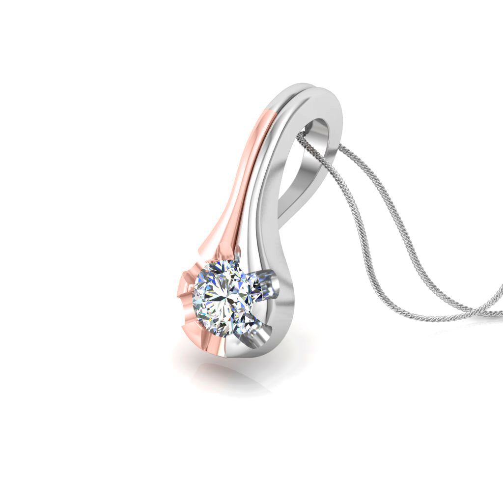RKC Solitaire Mariage Argent Goutte 0,25 CT Moissanite Pendentif Plaqué Or Rose 14K Poids 3,00 g Hauteur 14,00 mm