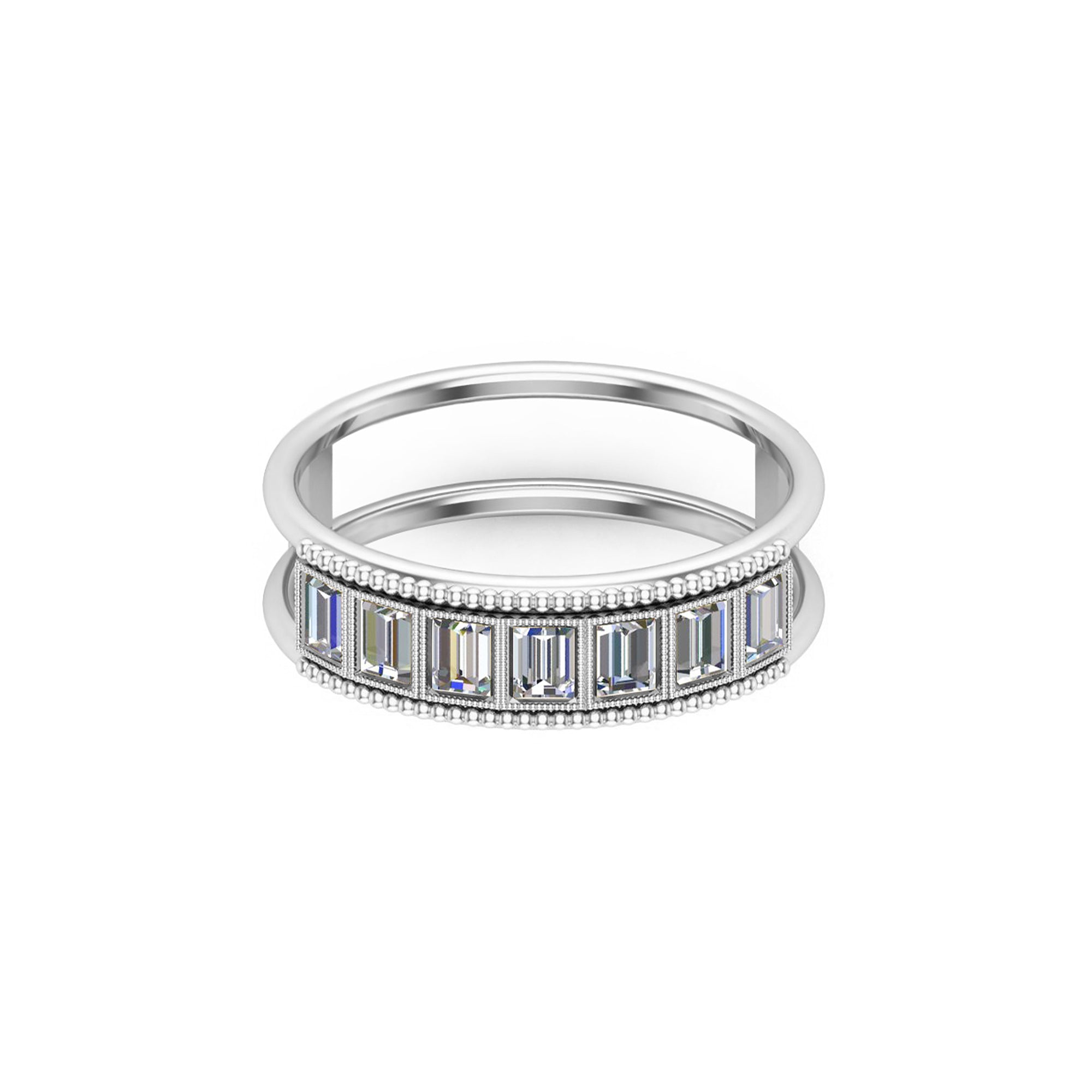 RKC 0.84 Ct Emerald Cut Moissanite Engagement Ring 925 सिल्व्हर यलो गोल्ड प्लेटेड महिलांच्या वजनासाठी 2.40gm आणि रुंदी 5.70mm