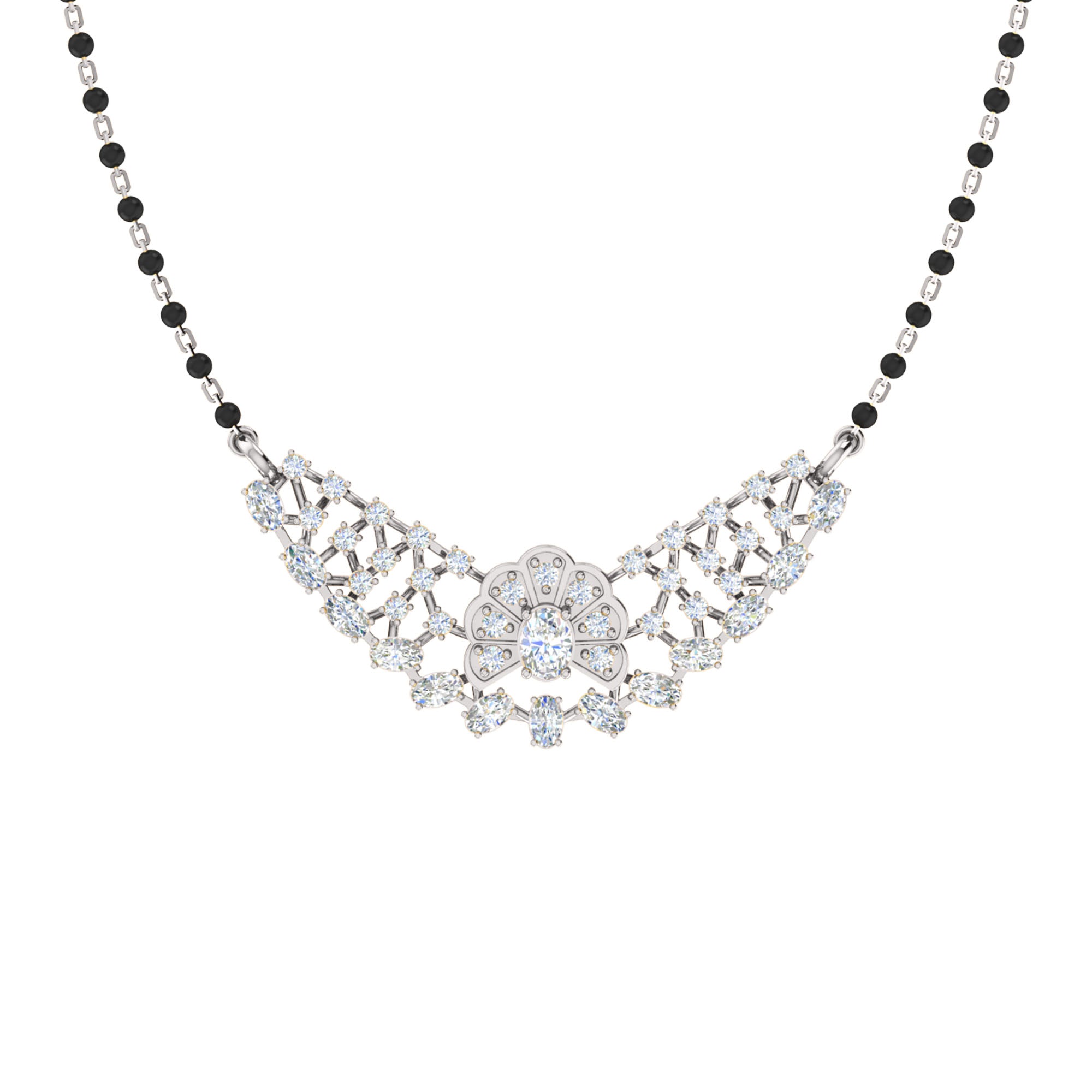 RKC 4.31 Ct Moissanite Women Mangalsutra 925 Silver 14k Rose gold Plated Product Weight 7.50gm Height 24.40mm