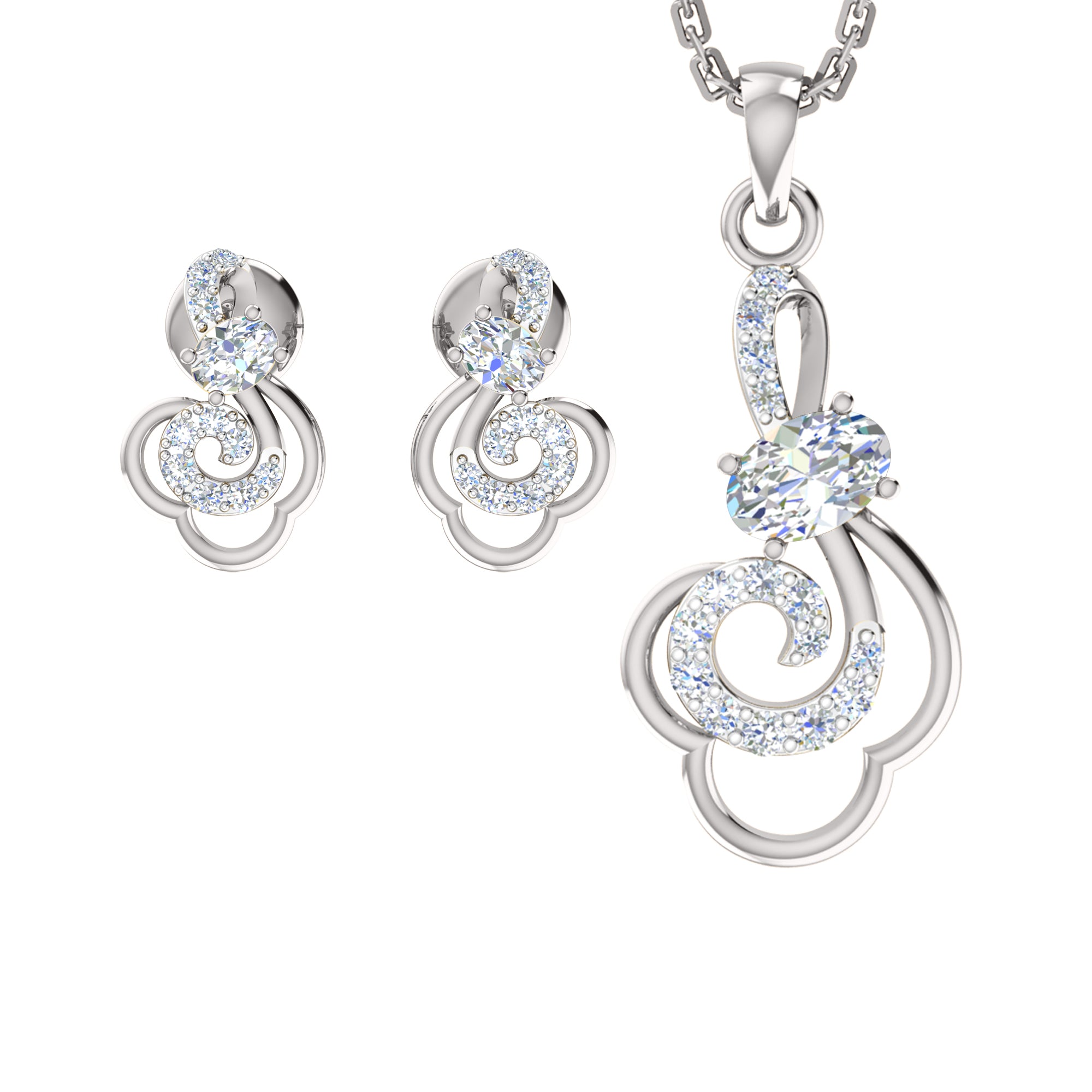 RKC 925 Silver Golden Total 0,41 Ct moissanite medál 4,00 g és 2,50 g súlyú fülbevaló készlet 14 karátos sárga arannyal