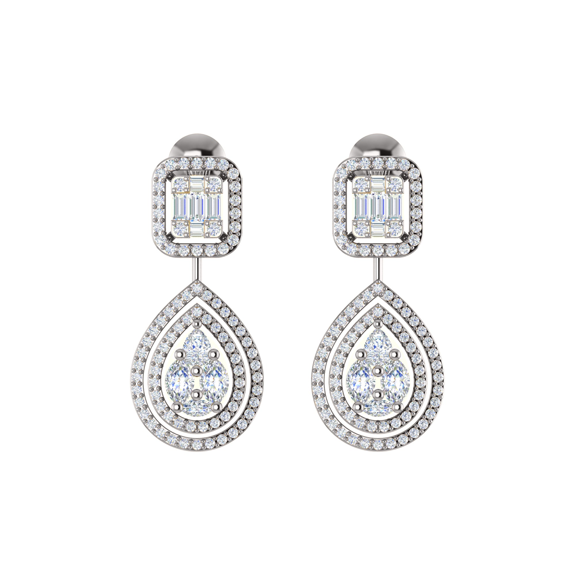 RKC 925 Silver Moissanite Sparking Drop Dangle Earring Rose Gold Plated Height