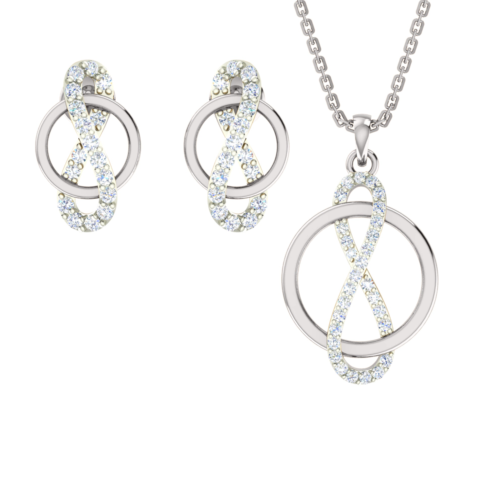 RKC 925 срэбра, золата, 0,67 карата, кулон з муасаніта, вага 4,10 г і завушніцы 2,70 г, камплект з пакрыццём з жоўтага золата 14 карат