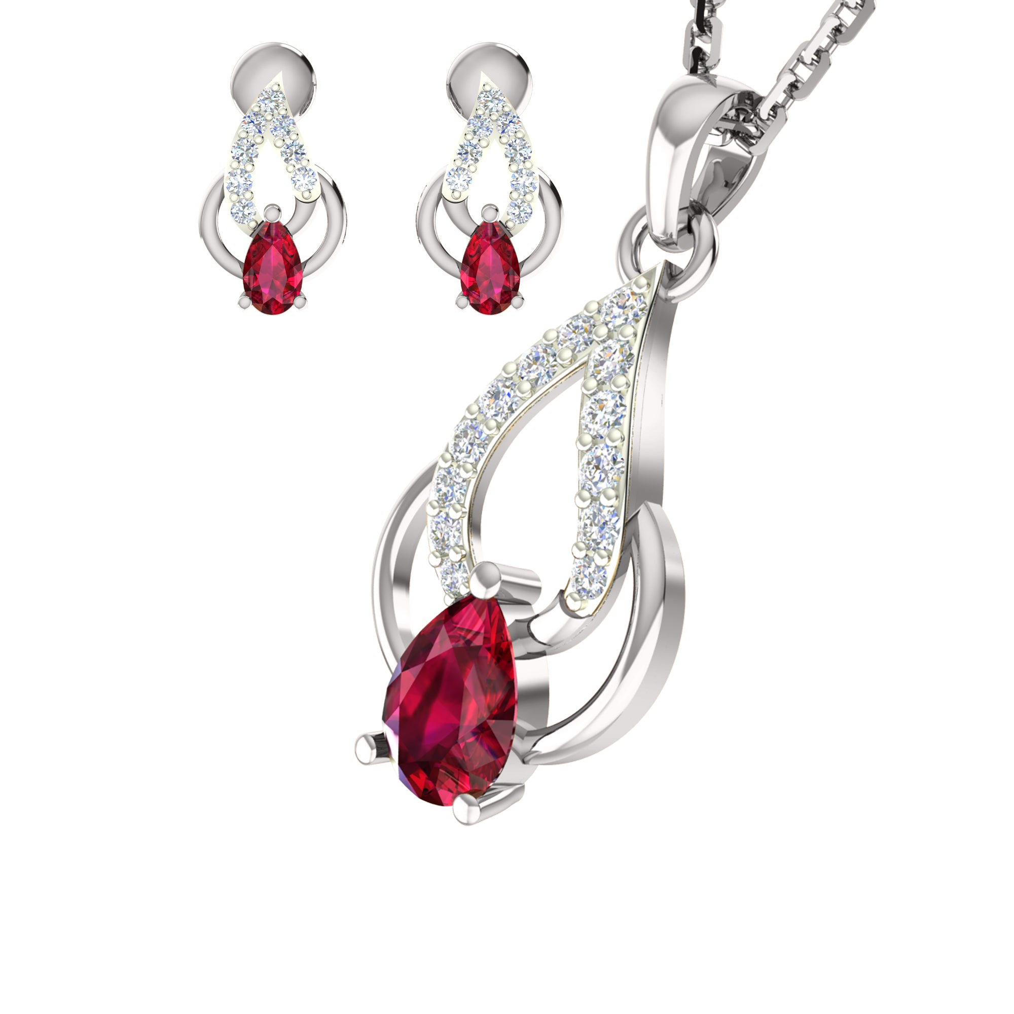 RKC 925 Perak Emas Total 0,36Ct Moissanite Liontin Anting Set Berat 5 gram Dengan Lapis Emas Kuning 14K