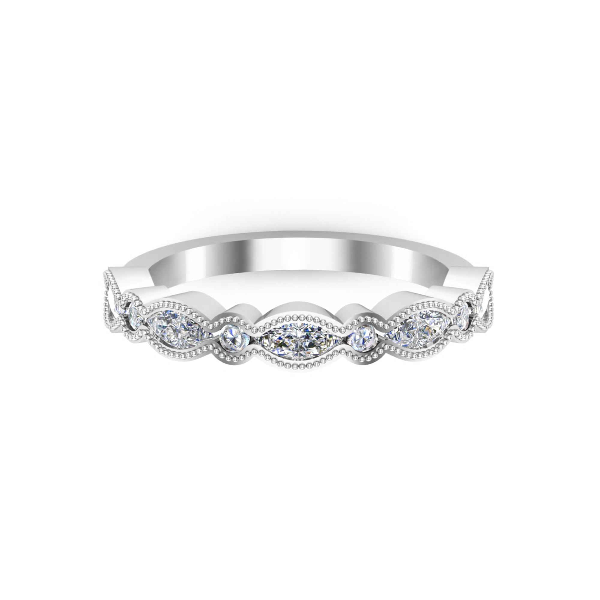 RKC Marquise Moissanite Minimalist Women Band Ring 925 Sterling Silver Ring 14K Rose Gold Plated Wt 2 gm रुंदी 1.80 MM