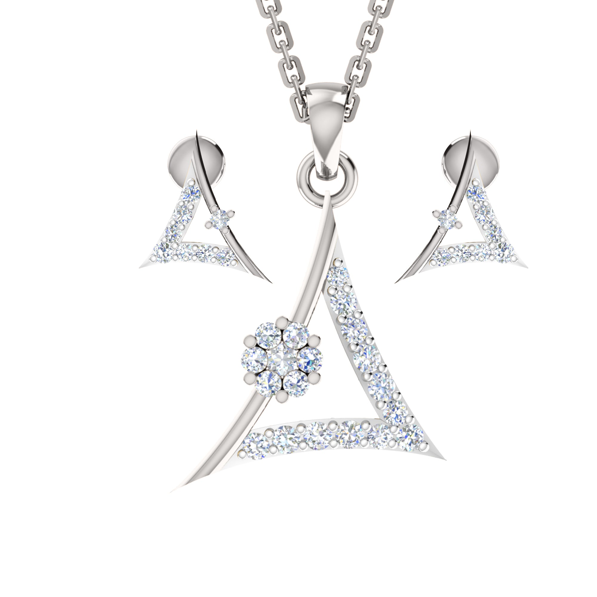 RKC 925 Срэбра Залаты Усяго 0,55 Карата Муасаніт Кулон Вага 3,40 г і Завушніцы 1,80 г Камплект з пакрыццём з ружовага золата 14K