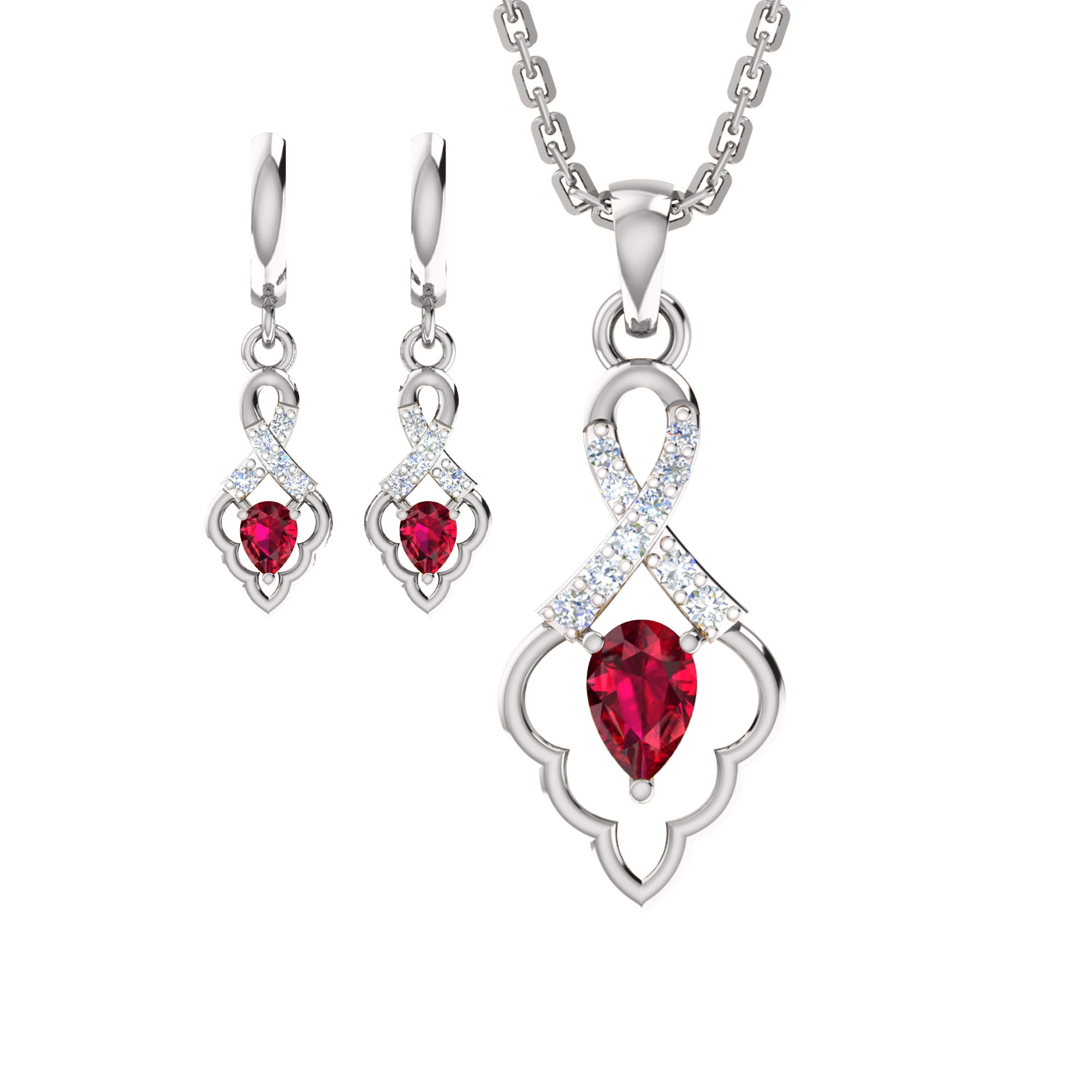 RKC 925 فضي ذهبي إجمالي 1.09 قيراط قلادة مويسانيتي بوزن 3.60 جرام ومجموعة حلق بوزن 2.30 جرام مطلية بالذهب الأصفر عيار 14 قيراط